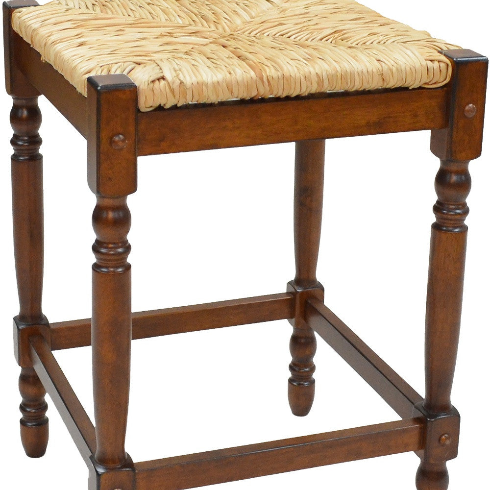 29" Natural And Chestnut Solid Wood Backless Bar Height Bar Chair - Loft&Timber