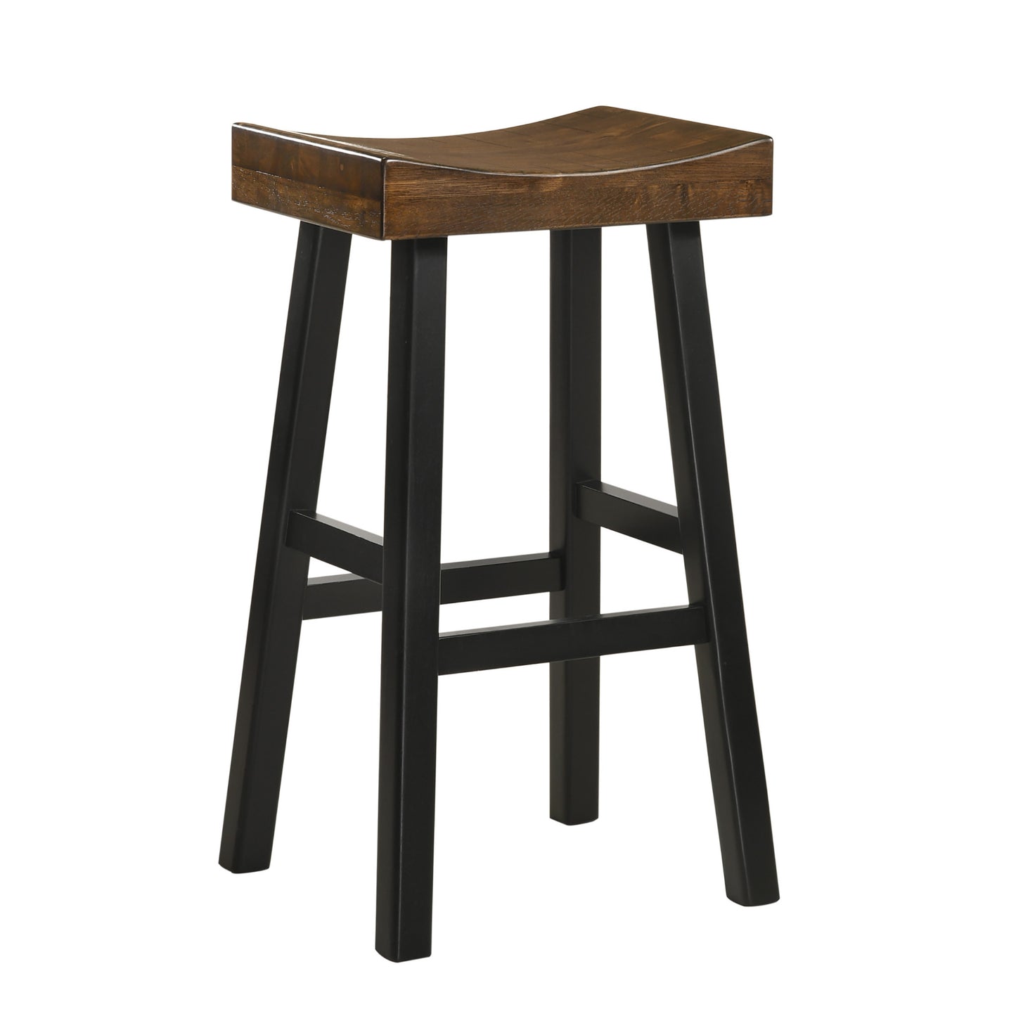 30" Brown and Black Solid Wood Backless Bar Height Bar Chair - Loft&Timber