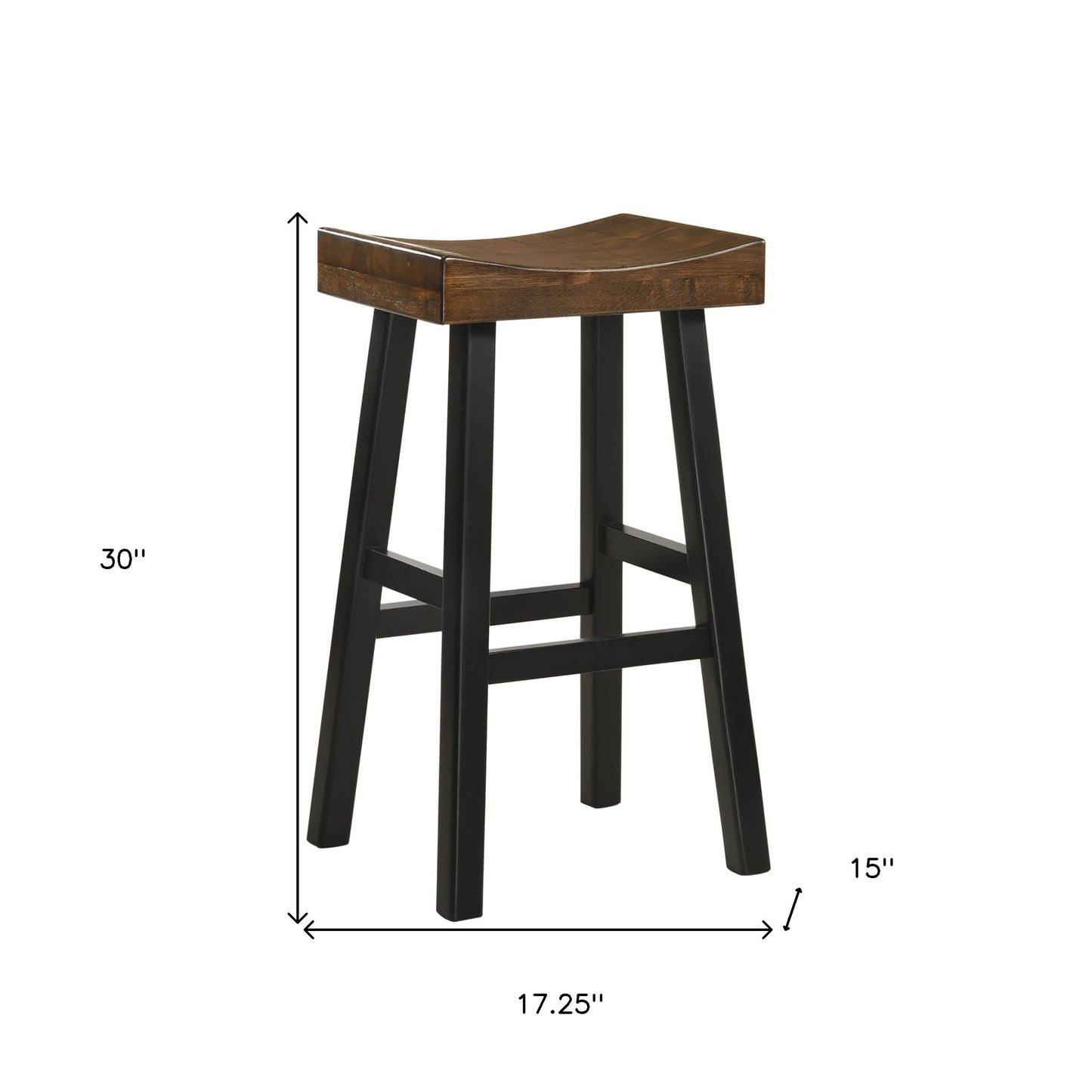 30" Brown and Black Solid Wood Backless Bar Height Bar Chair - Loft&Timber