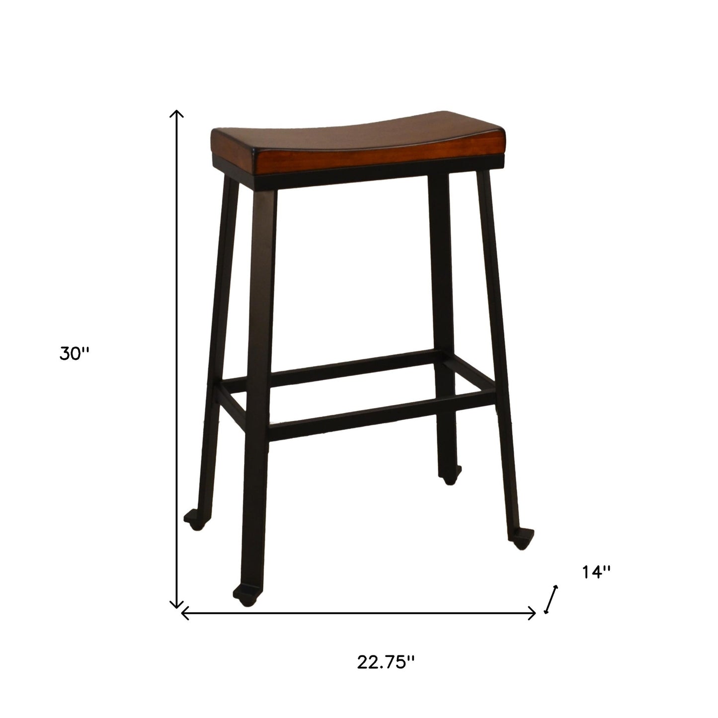 30" Chestnut And Black Steel Backless Bar Height Bar Chair - Loft&Timber