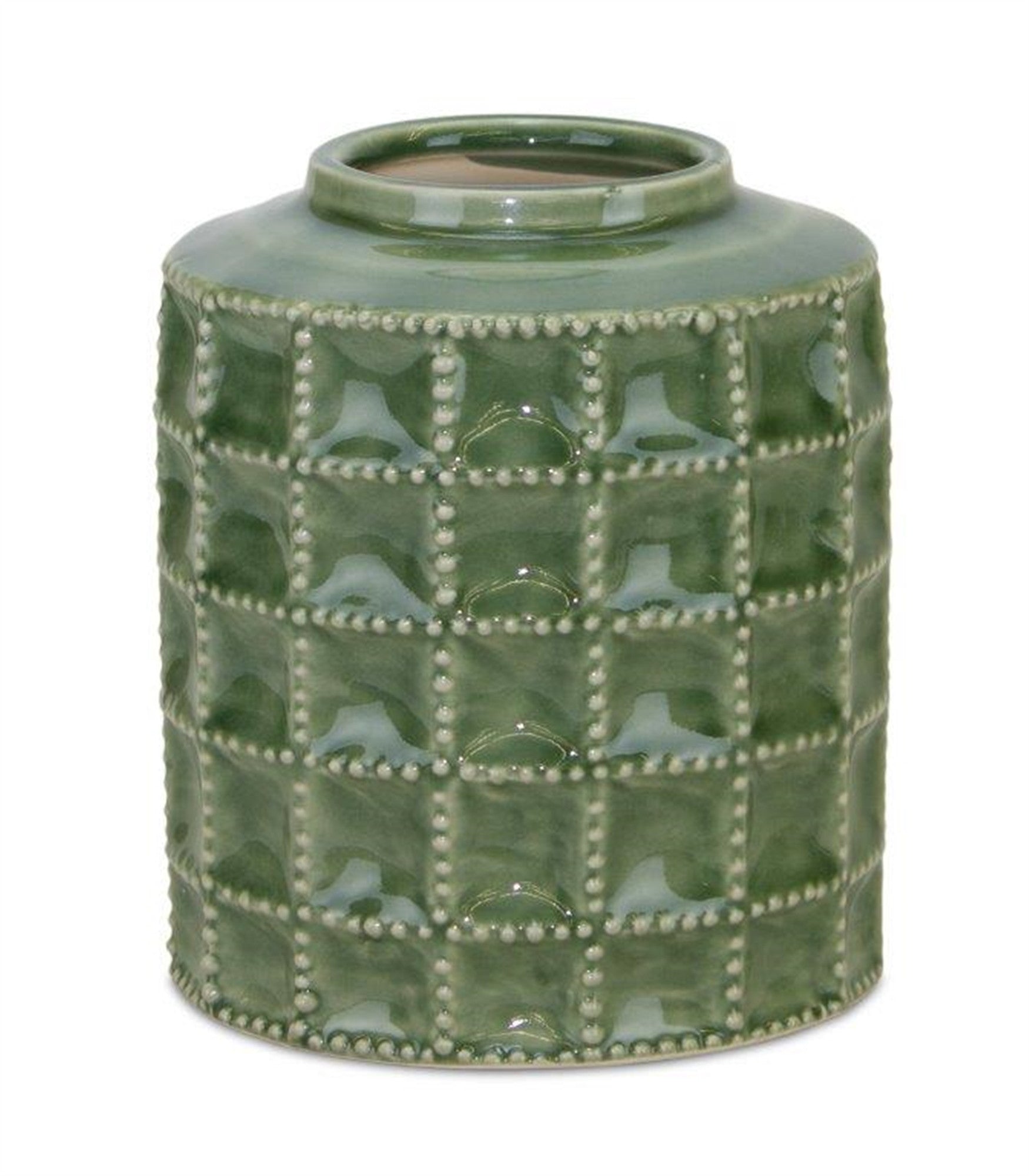 7" Green Terracotta Geometric Cylinder Table Vase - Loft&Timber