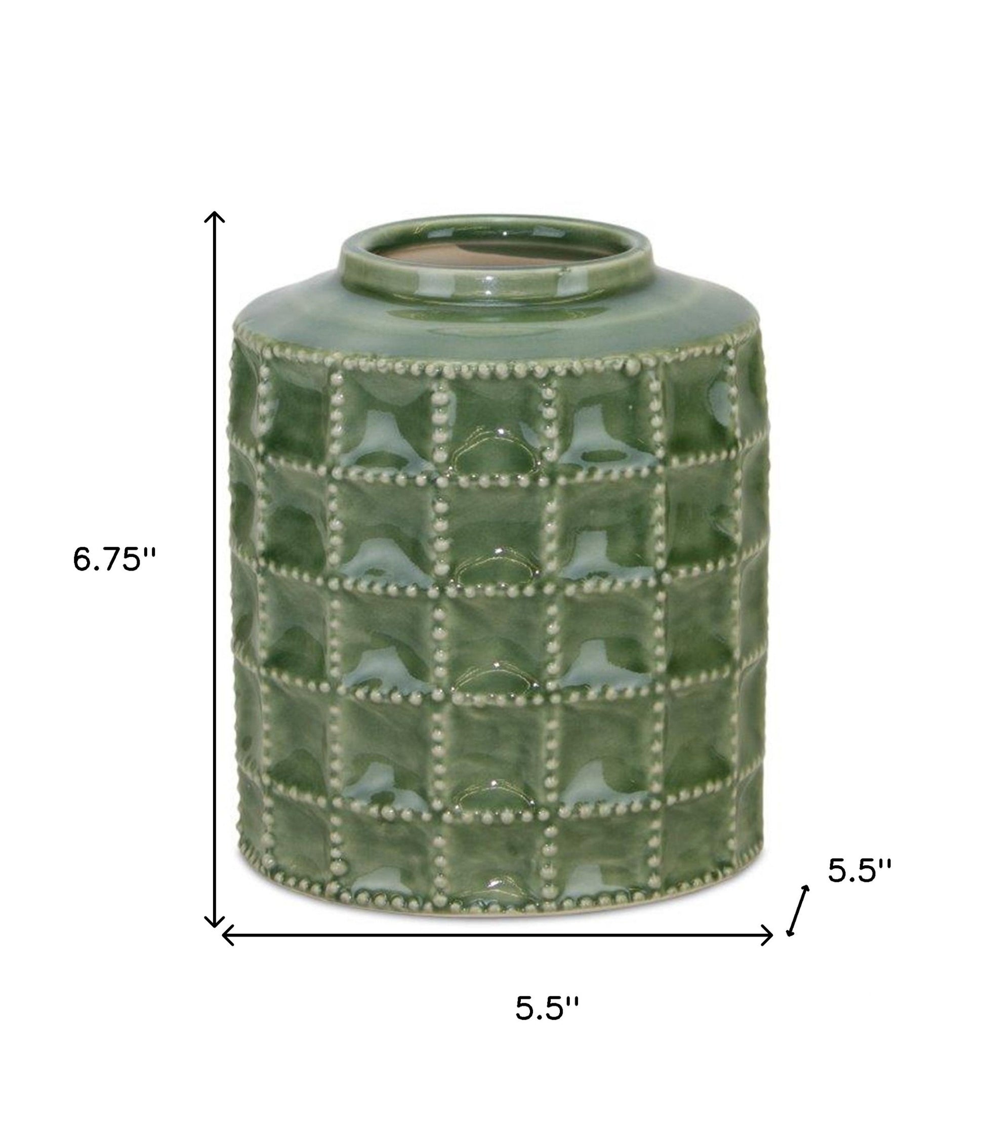 7" Green Terracotta Geometric Cylinder Table Vase - Loft&Timber