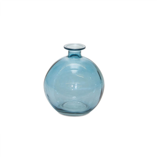 Set of Two Blue Glass Round Table Vase - Loft&Timber