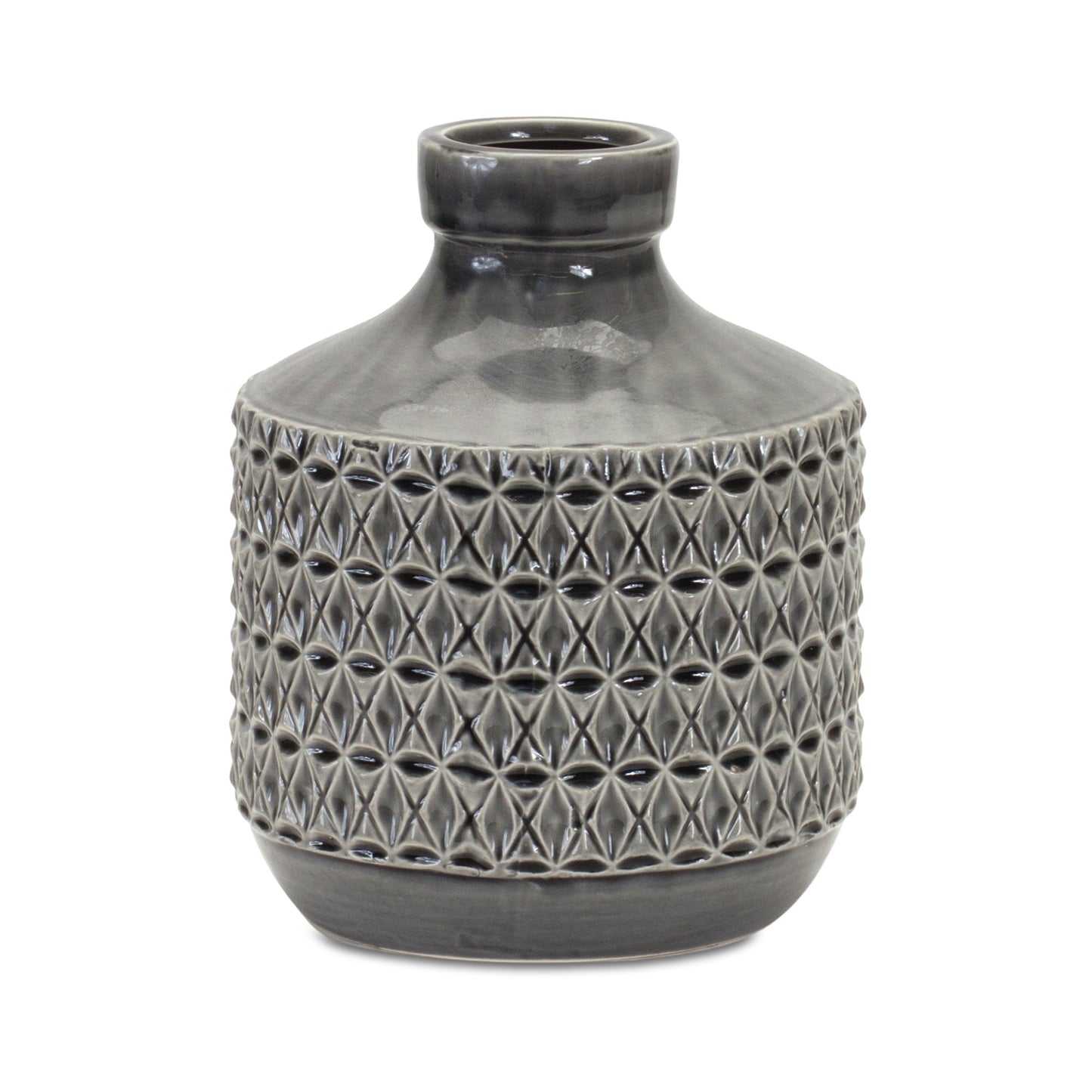 10" Gray Geometric Bud Terracotta Table Vase - Loft&Timber