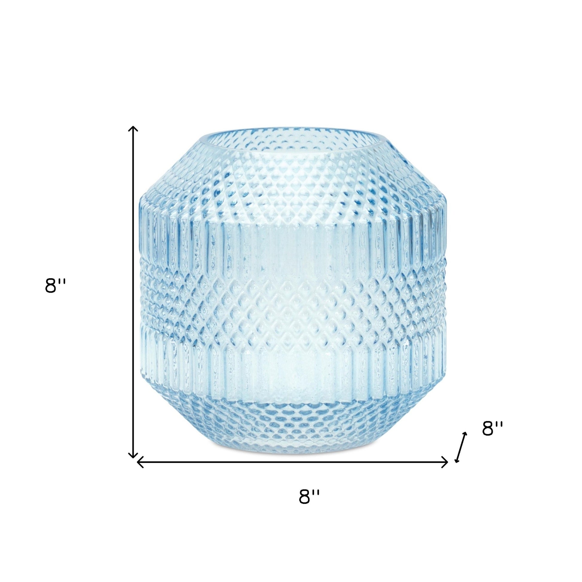 8" Pale Blue Geometric Cylinder Glass Table Vase - Loft&Timber