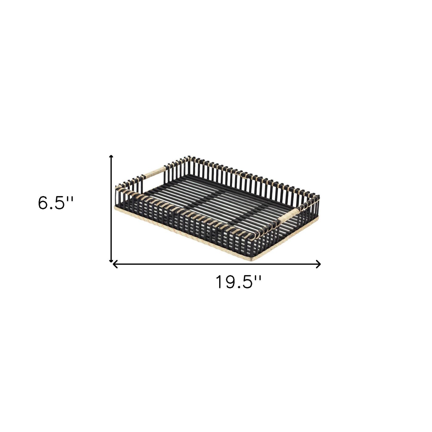 Set of Two Black Rectangular Solid Wood Serving Tray With Handles - Loft&Timber