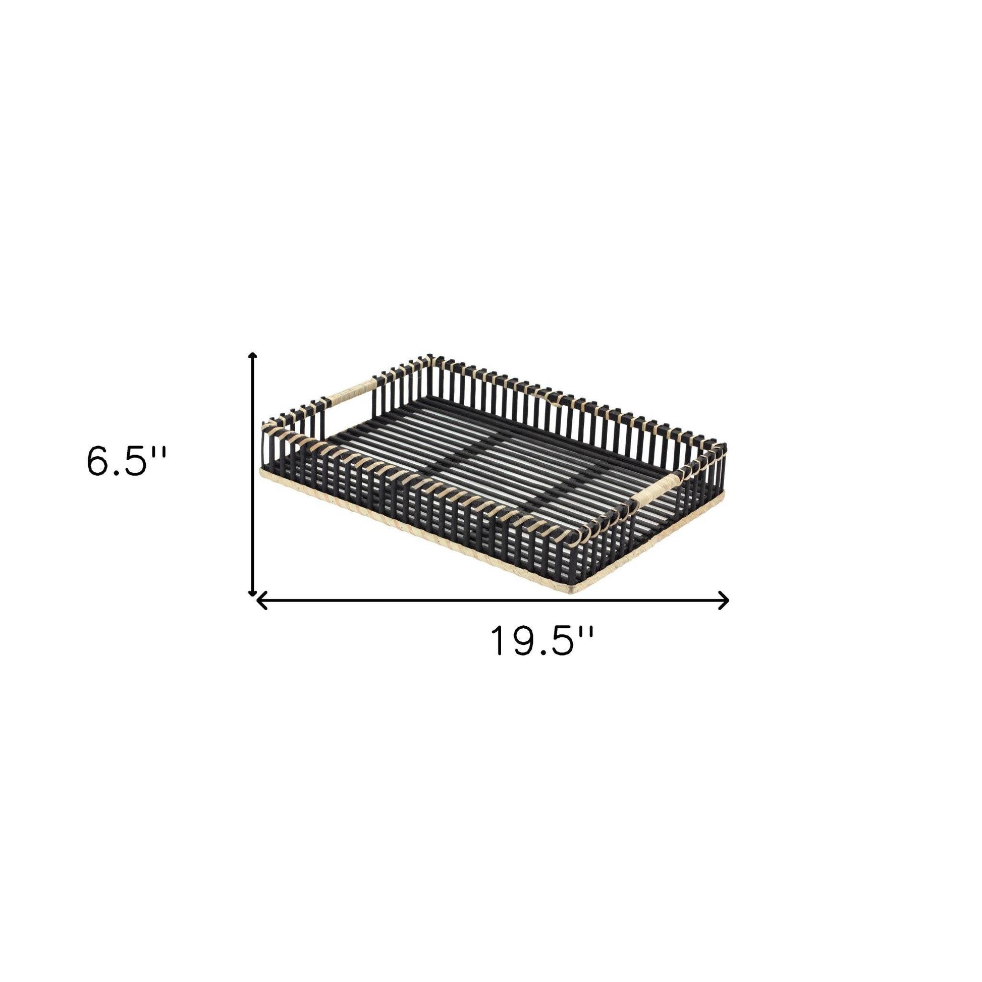 Set of Two Black Rectangular Solid Wood Serving Tray With Handles - Loft&Timber