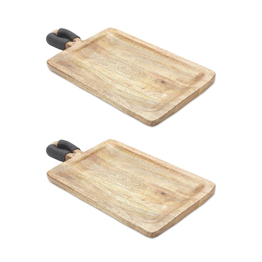 Set of Two Brown Solid Wood Cheese Boards - Loft&Timber