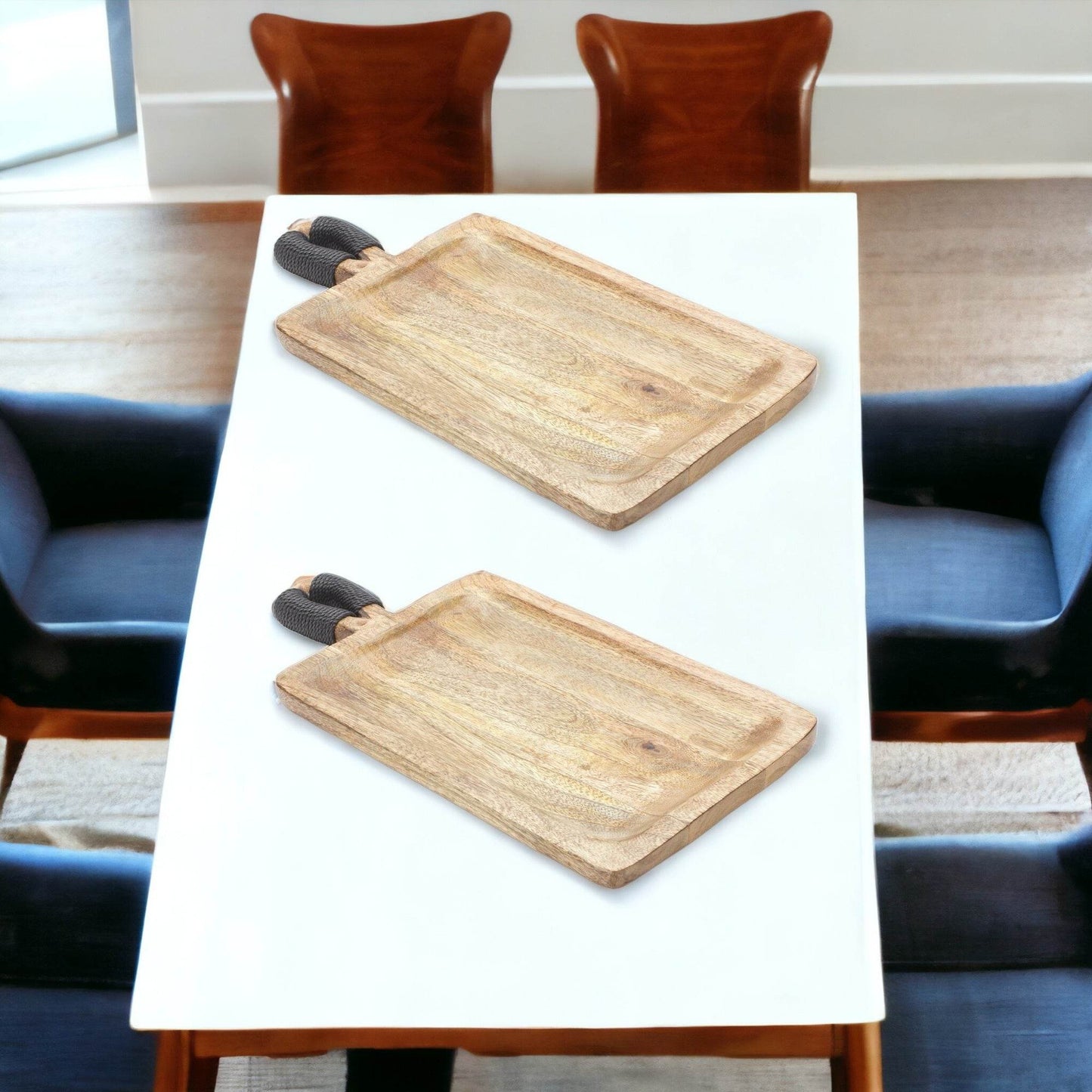 Set of Two Brown Solid Wood Cheese Boards - Loft&Timber