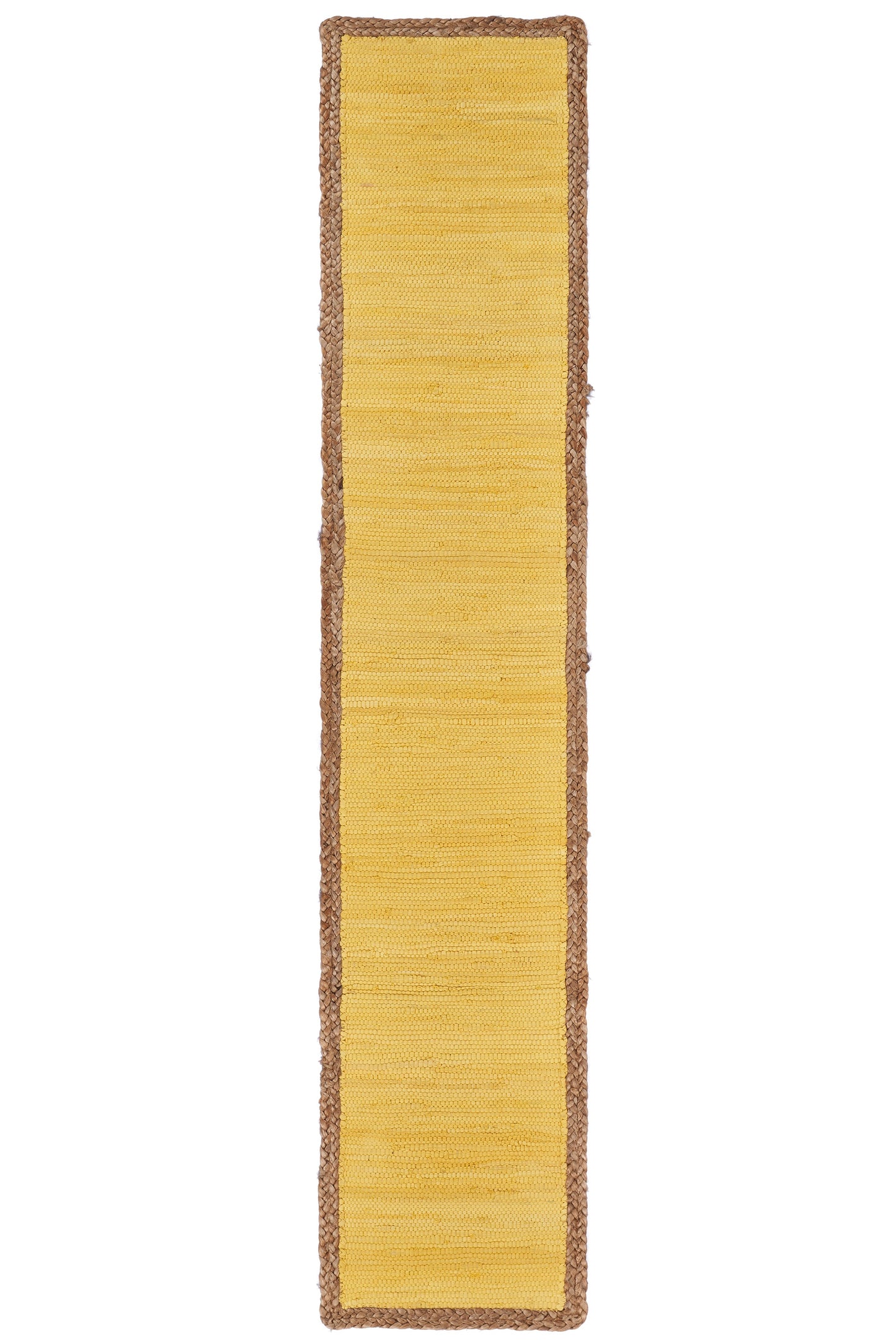 72" Yellow And Natural Cotton And Jute Table Runner - Loft&Timber