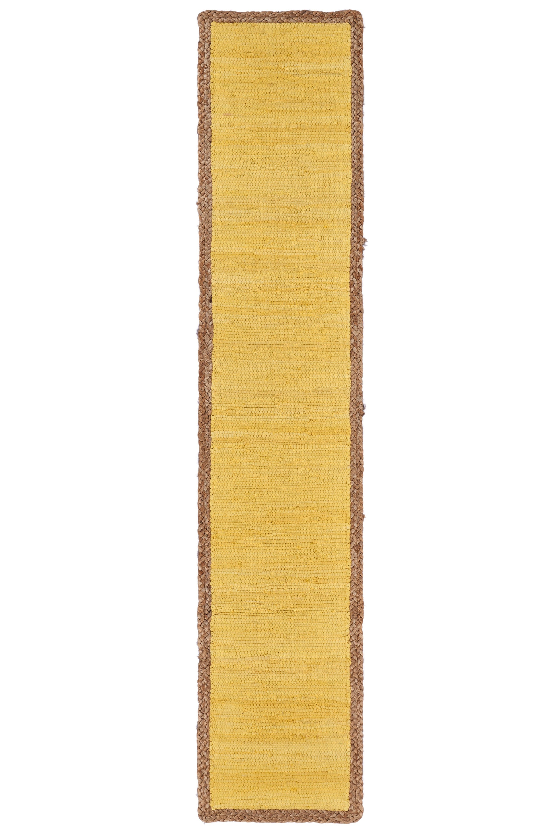 72" Yellow And Natural Cotton And Jute Table Runner - Loft&Timber