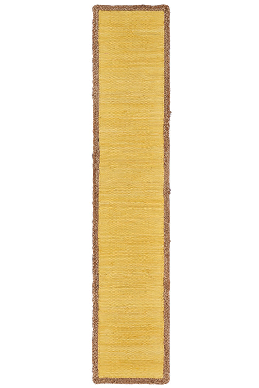 72" Yellow And Natural Cotton And Jute Table Runner - Loft&Timber