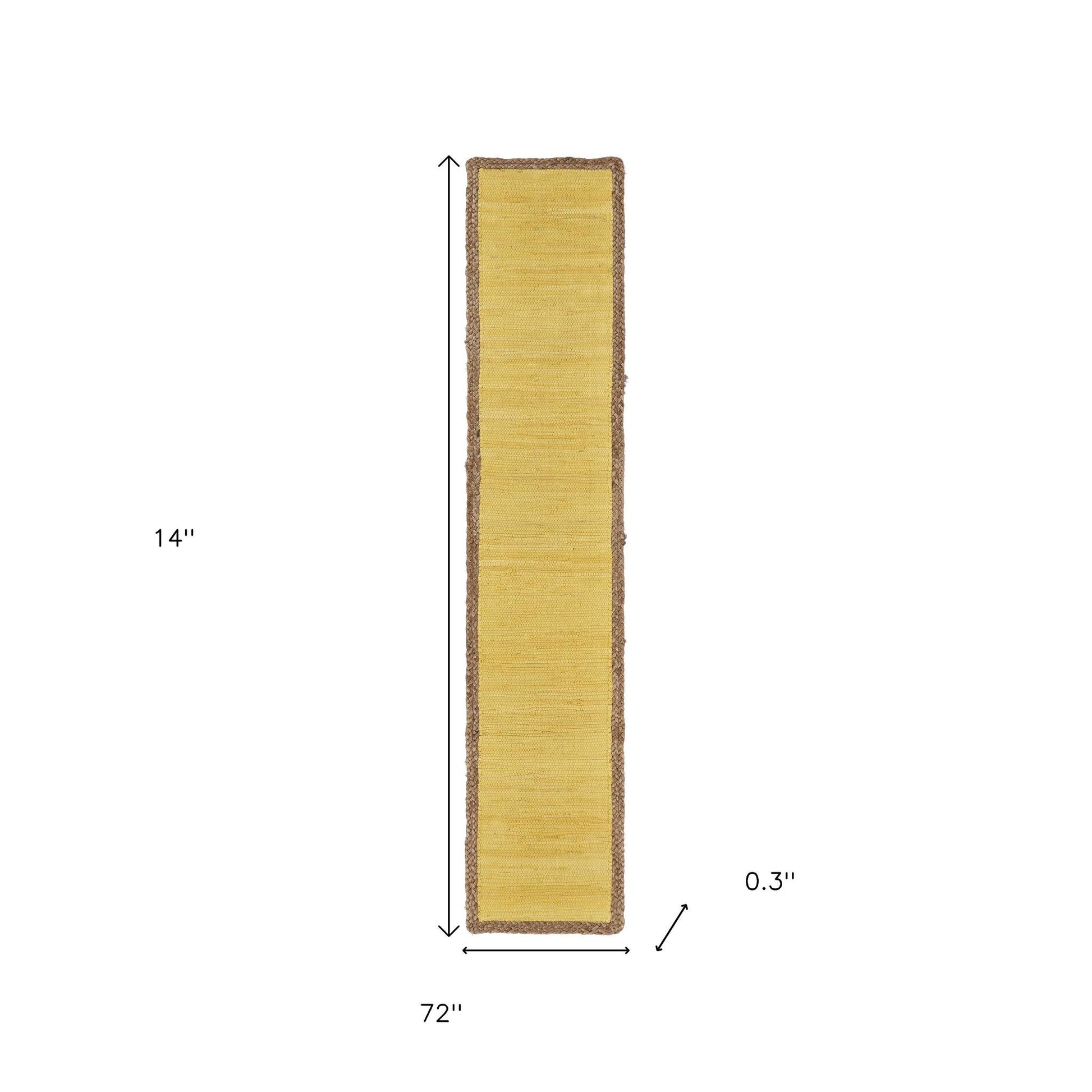 72" Yellow And Natural Cotton And Jute Table Runner - Loft&Timber