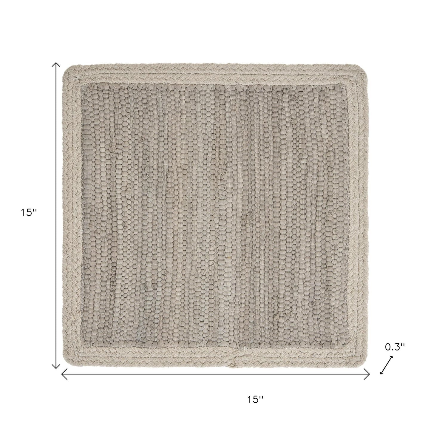 15" Set of Four Natural Solid With Border Cotton Square Placemats-5