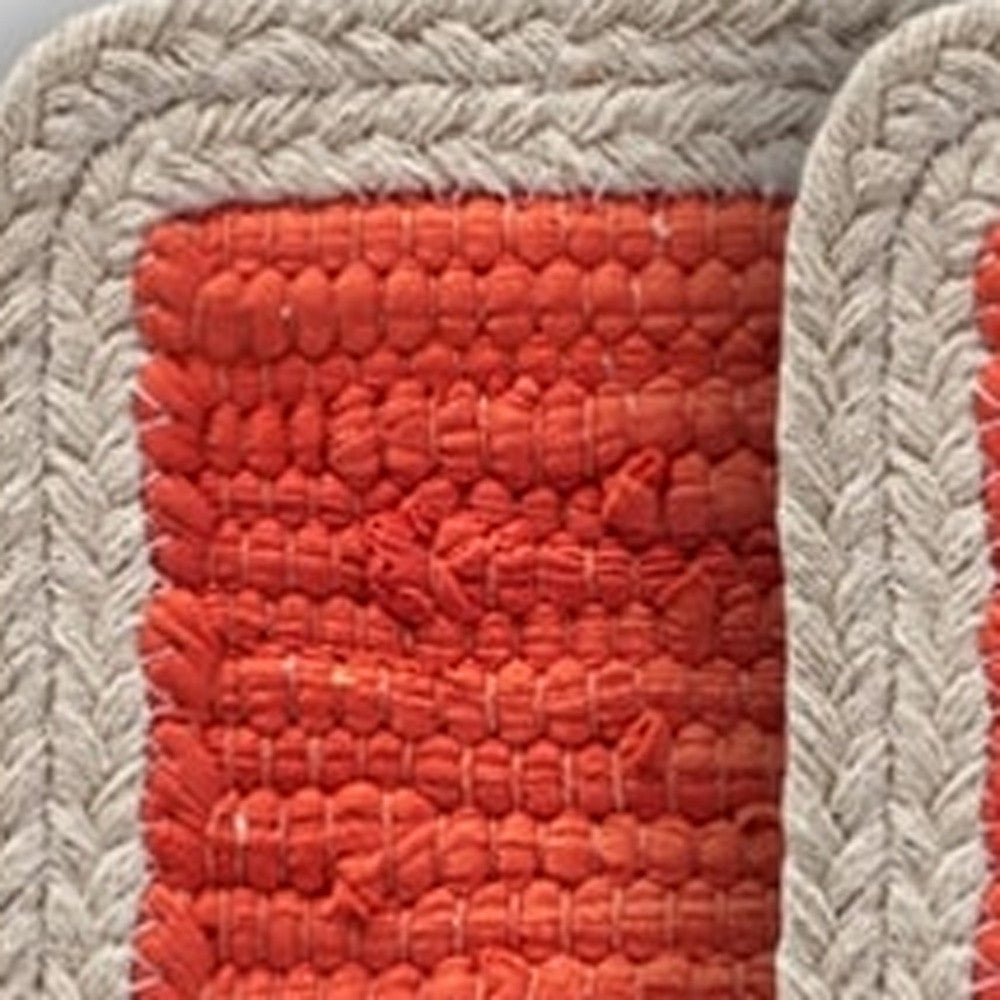 19" Set of Four Orange And Natural Solid With Border Cotton Placemats - Loft&Timber