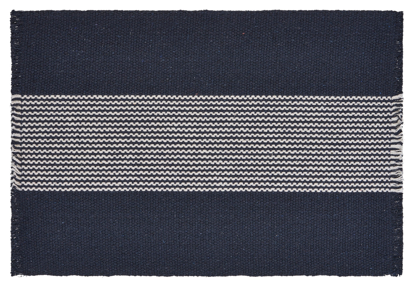 19" Set of Four Navy Blue And White Striped Cotton Placemats - Loft&Timber