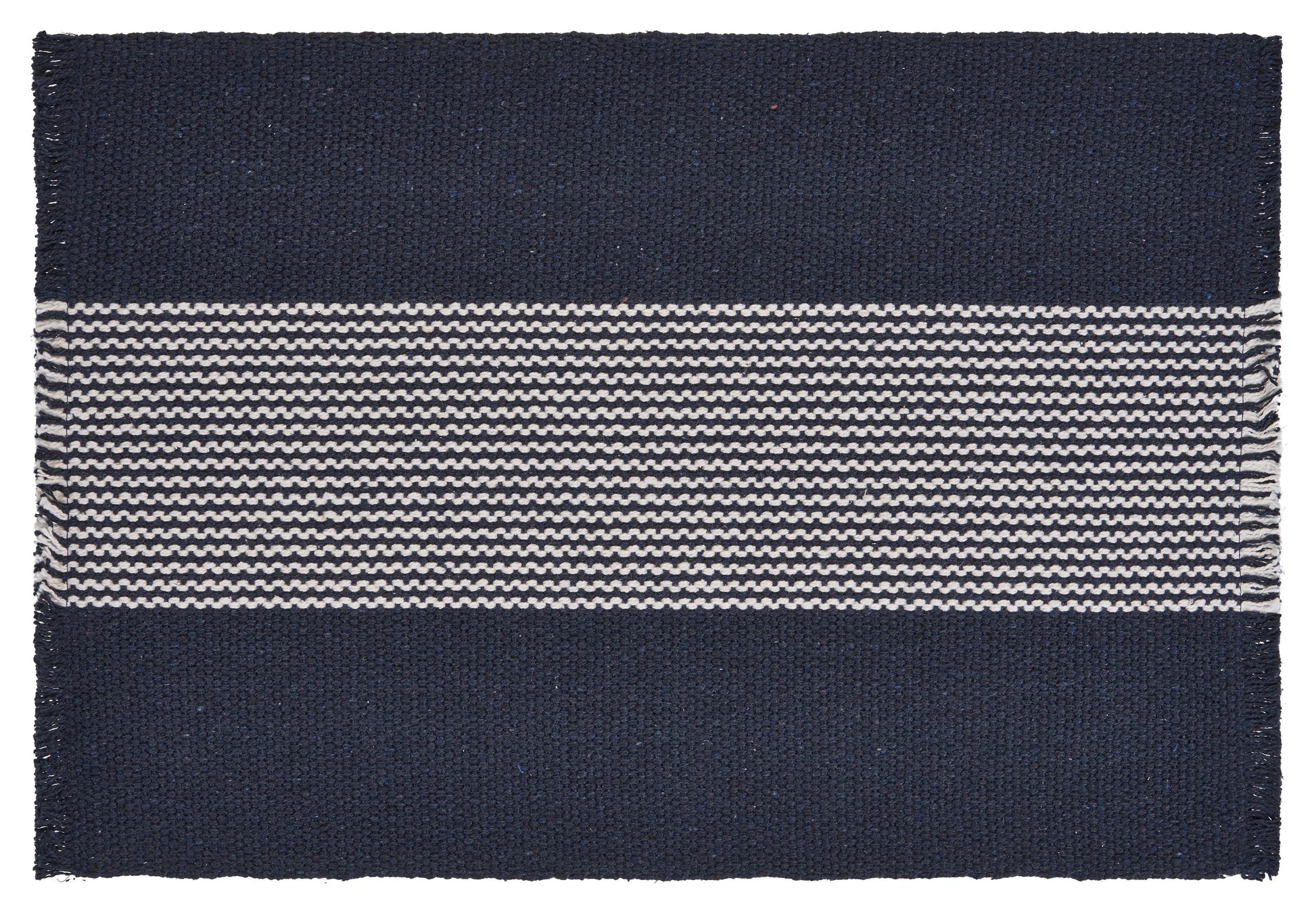 19" Set of Four Navy Blue And White Striped Cotton Placemats - Loft&Timber