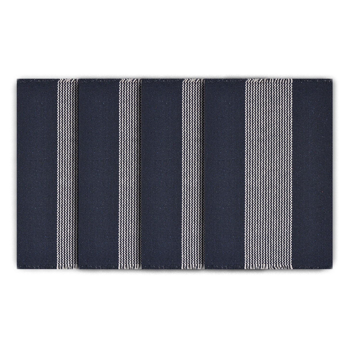 19" Set of Four Navy Blue And White Striped Cotton Placemats - Loft&Timber