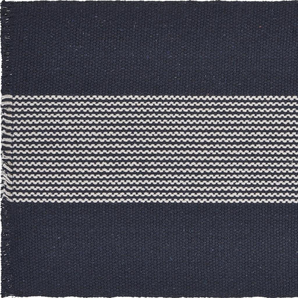 19" Set of Four Navy Blue And White Striped Cotton Placemats - Loft&Timber