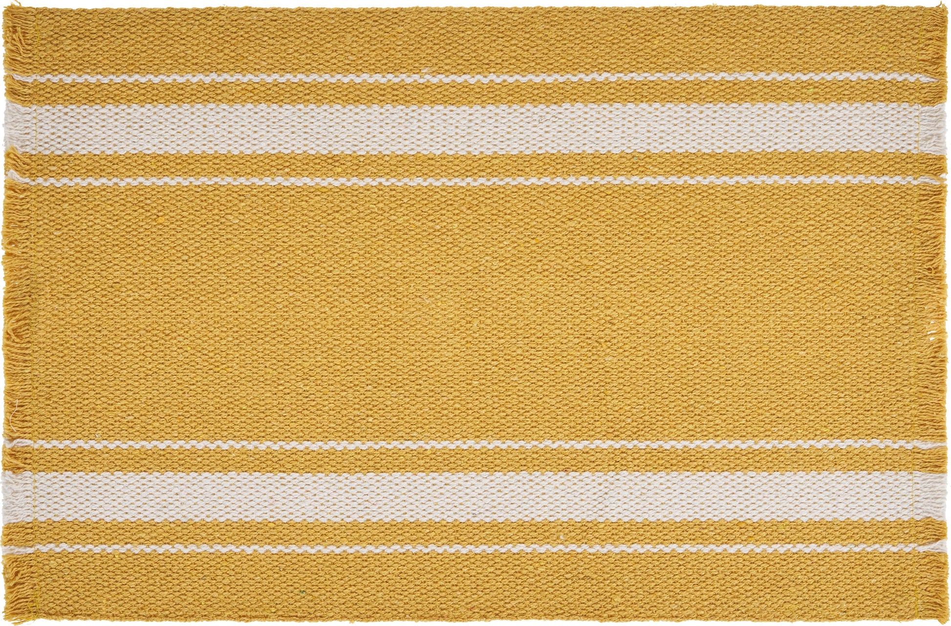 19" Set of Four Yellow And White Striped Cotton Placemats - Loft&Timber