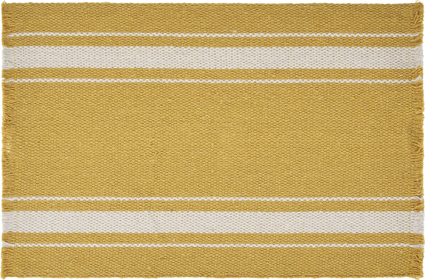 19" Set of Four Yellow And White Striped Cotton Placemats - Loft&Timber