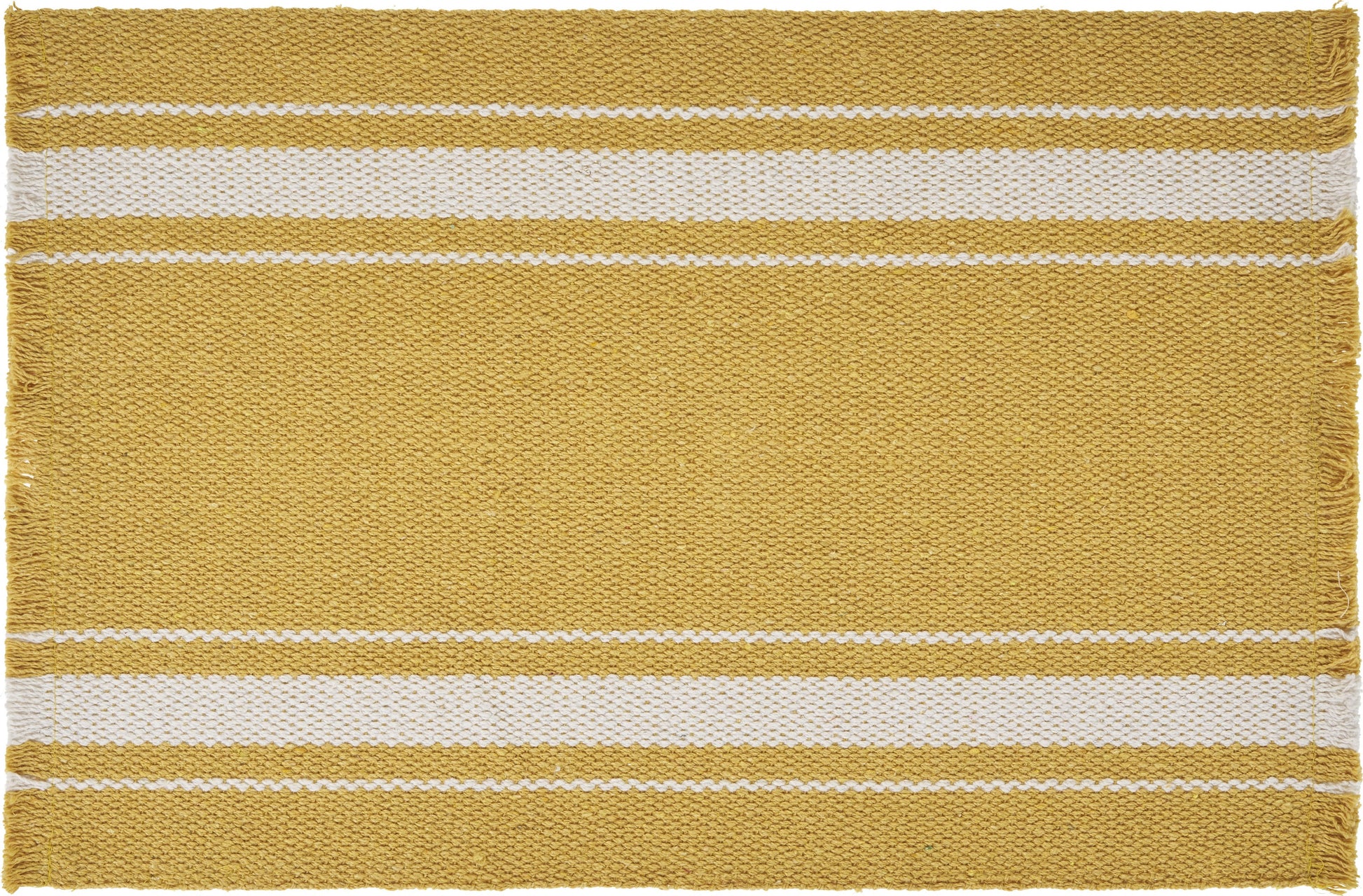 19" Set of Four Yellow And White Striped Cotton Placemats - Loft&Timber