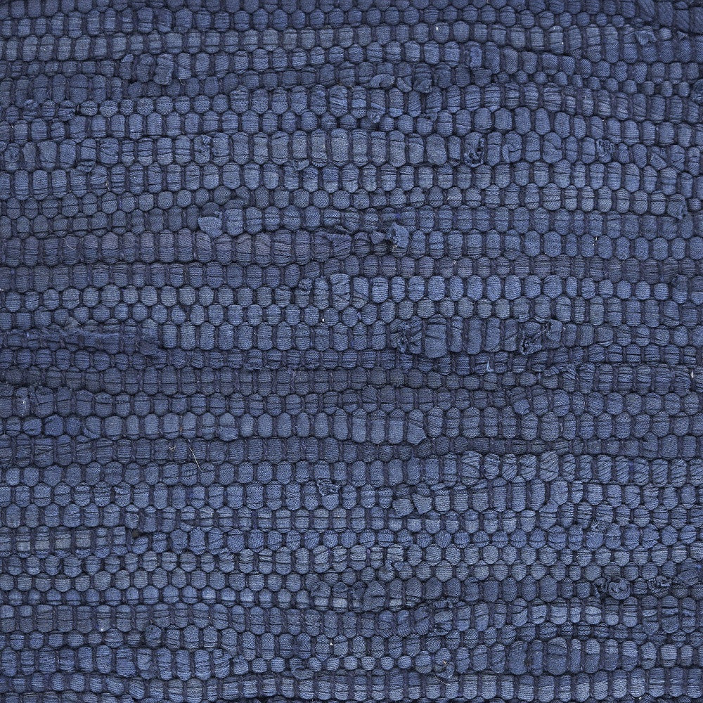 19" Set of Four Navy Blue And Natural Solid With Border Cotton Placemats-6