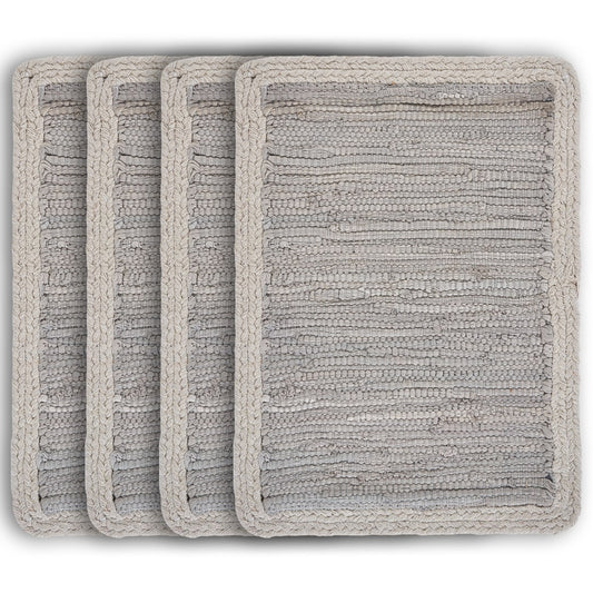 19" Set of Four Gray And Natural Cotton Placemats - Loft&Timber