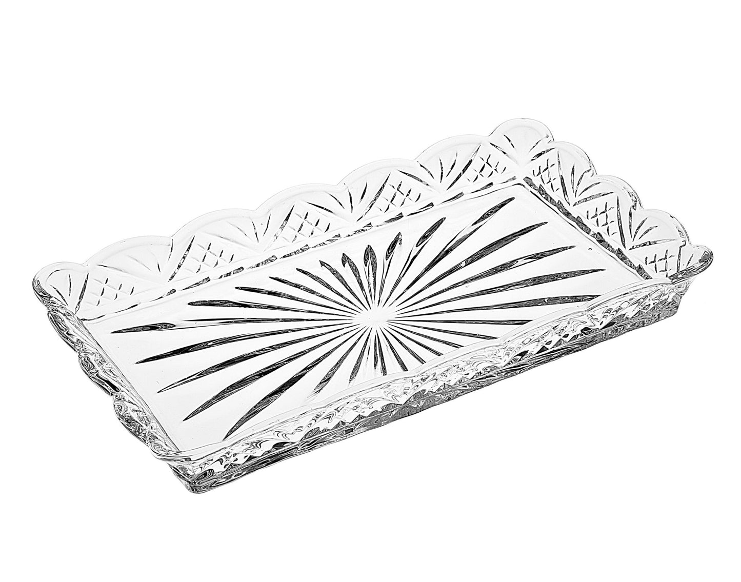 10" Clear Rectangular Cut Crystal Serving Tray - Loft&Timber