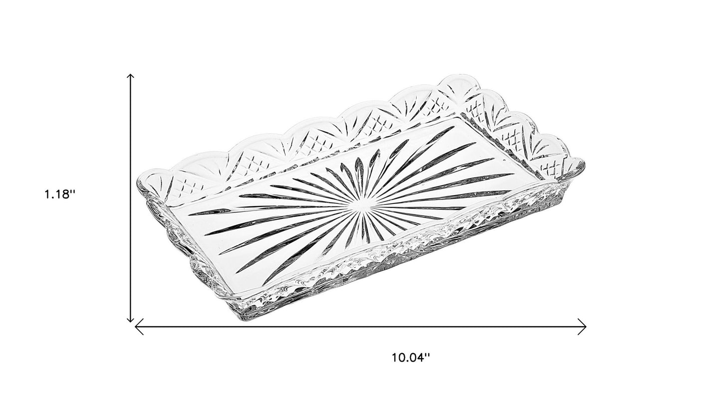 10" Clear Rectangular Cut Crystal Serving Tray - Loft&Timber