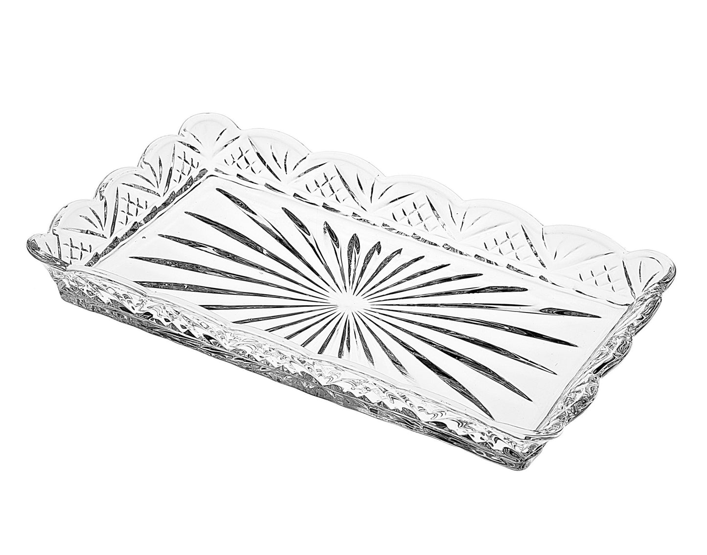10" Clear Rectangular Cut Crystal Serving Tray - Loft&Timber