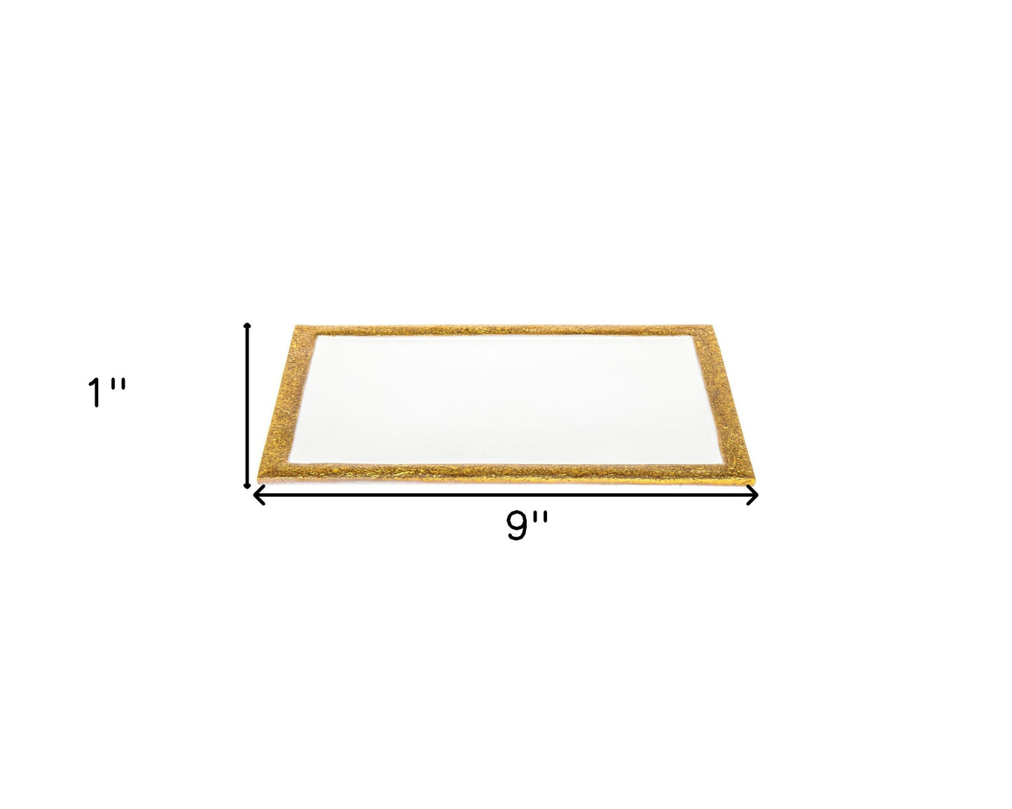 9" Gold and White Rectangular Metal Serving Tray - Loft&Timber