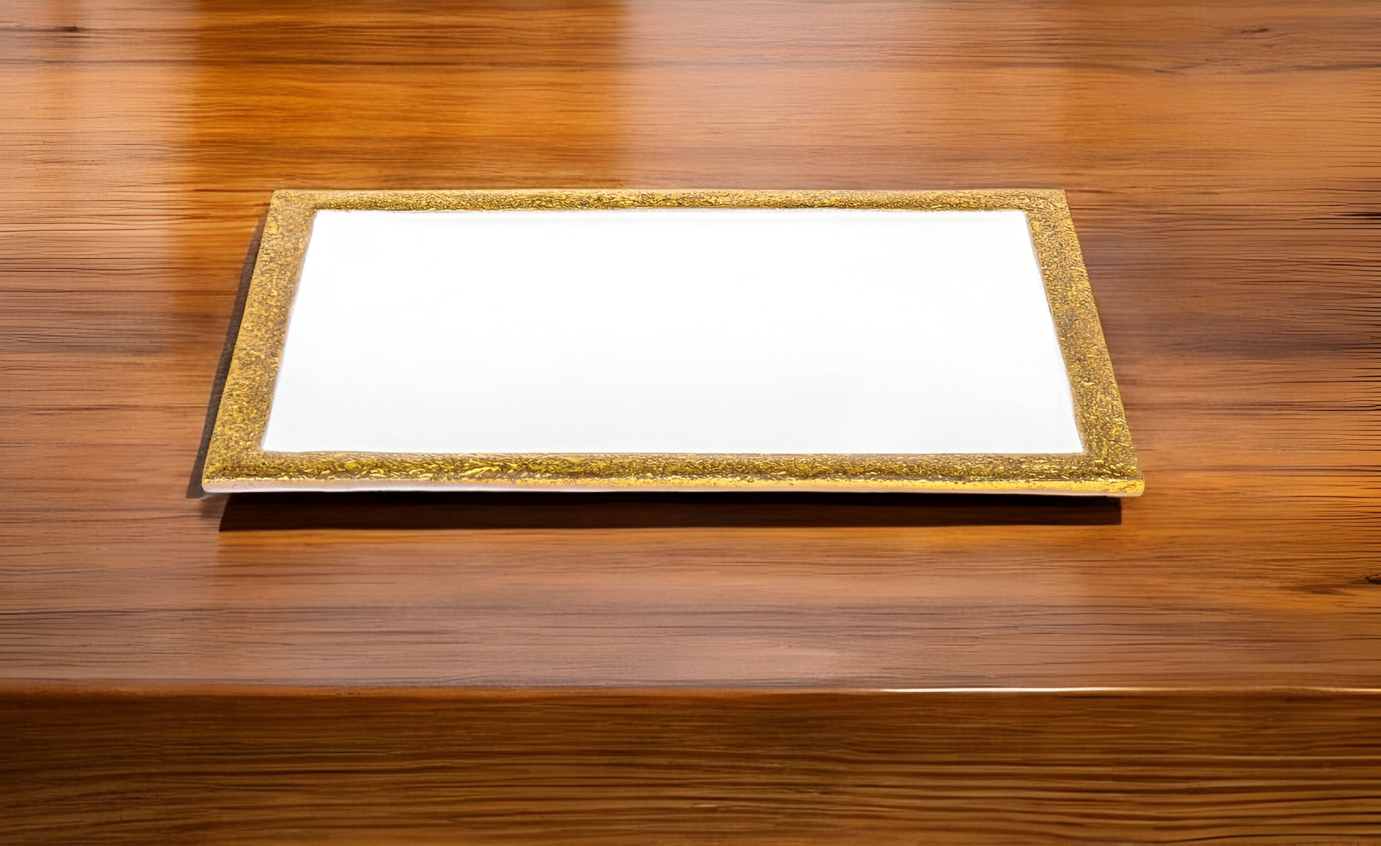 9" Gold and White Rectangular Metal Serving Tray - Loft&Timber