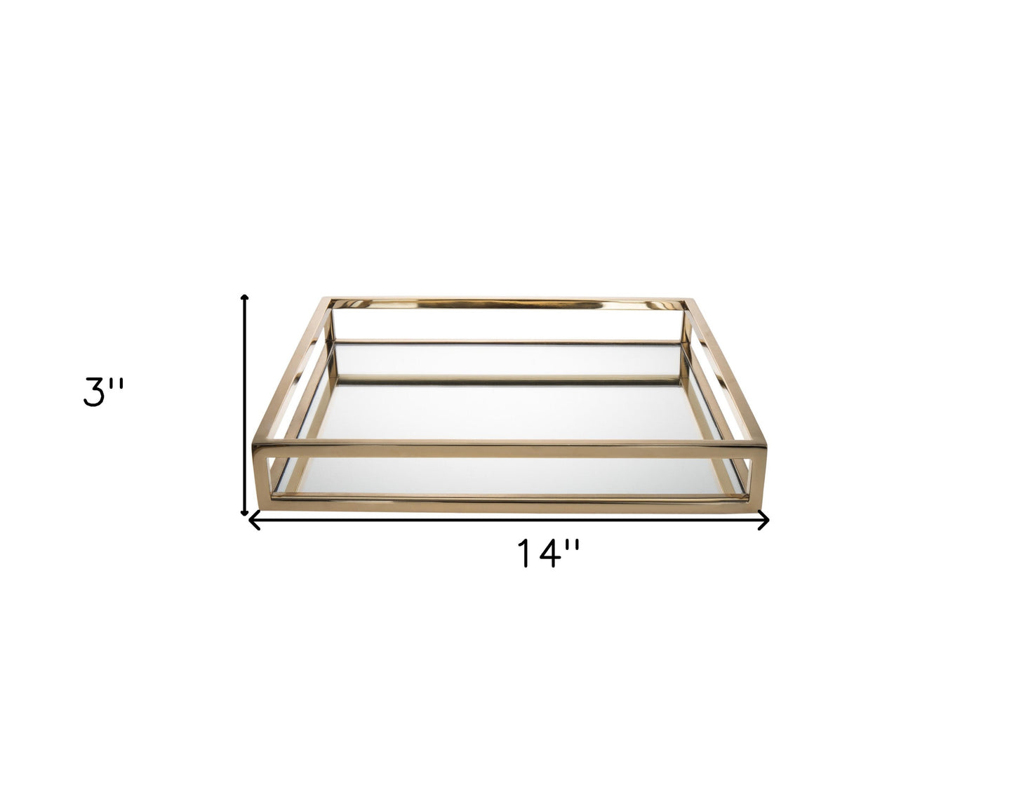 14" Gold Square Metal Serving Tray - Loft&Timber