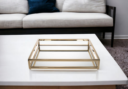 14" Gold Square Metal Serving Tray - Loft&Timber