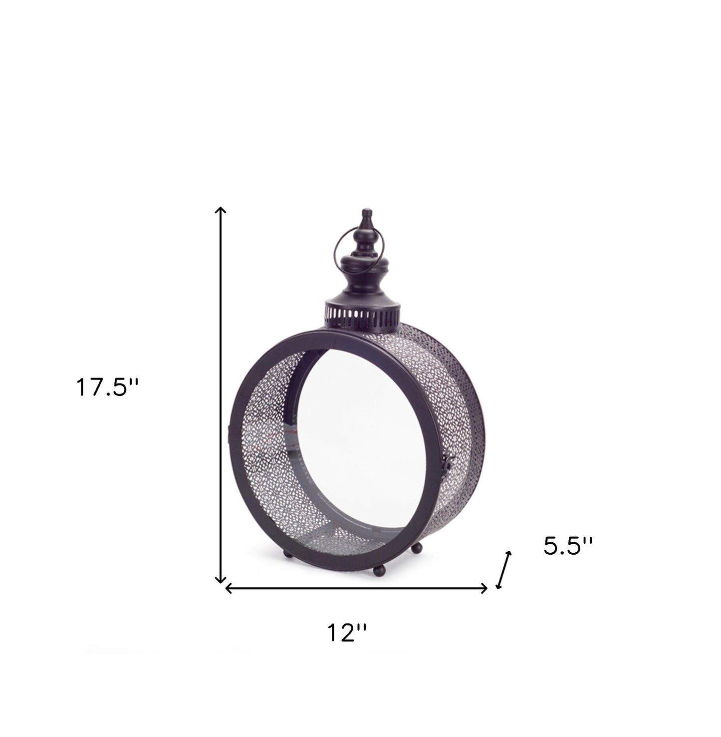 18" Black Ornate Metal Centerpiece Lantern Candle Holder - Loft&Timber