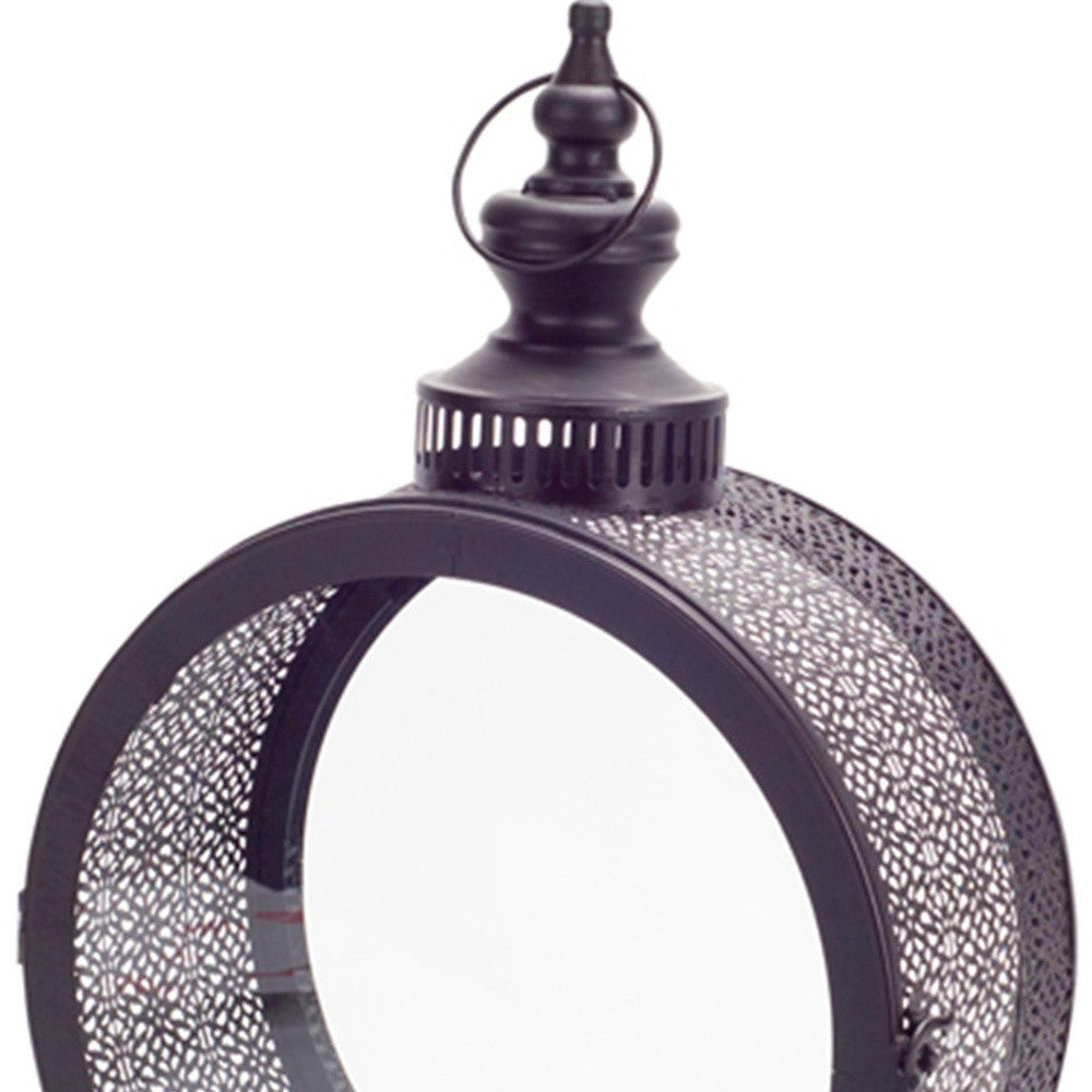 18" Black Ornate Metal Centerpiece Lantern Candle Holder - Loft&Timber