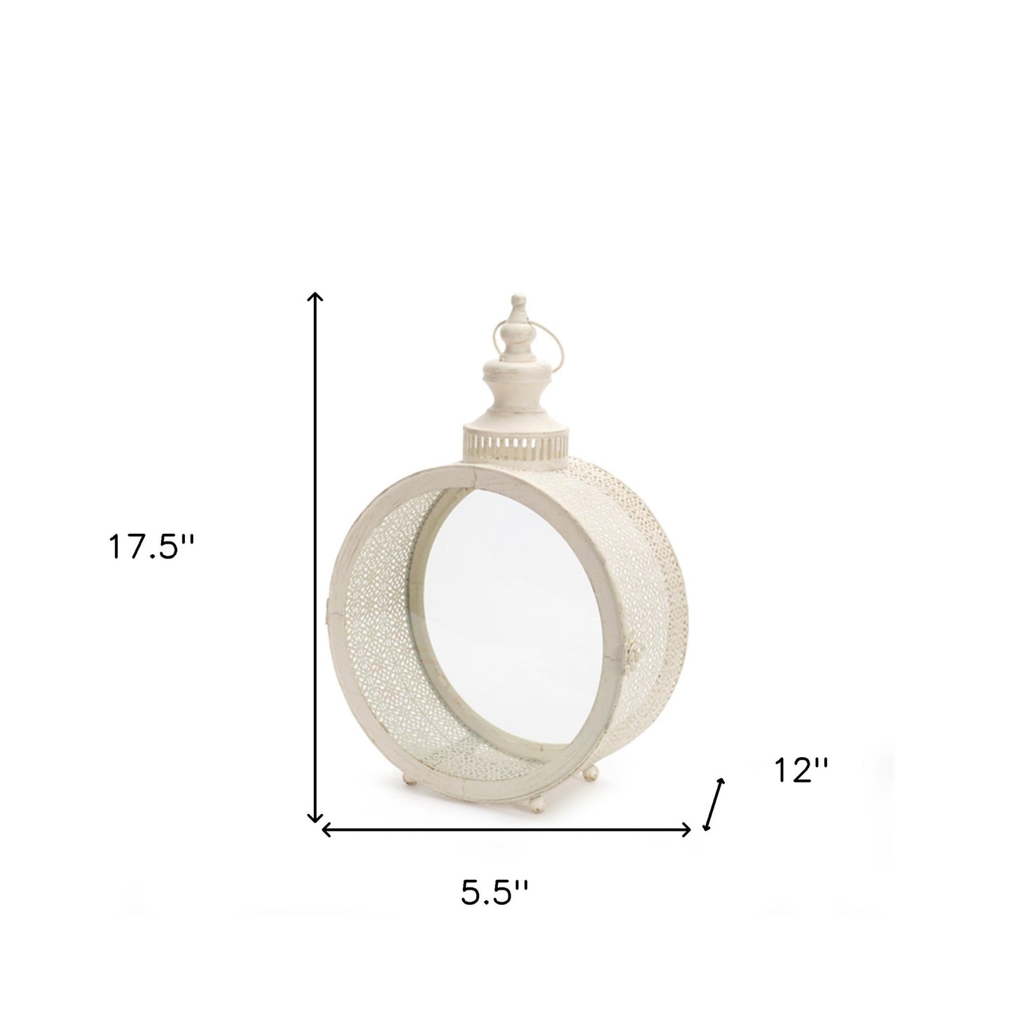 18" Ivory Ornate Metal Floor Lantern Candle Holder - Loft&Timber