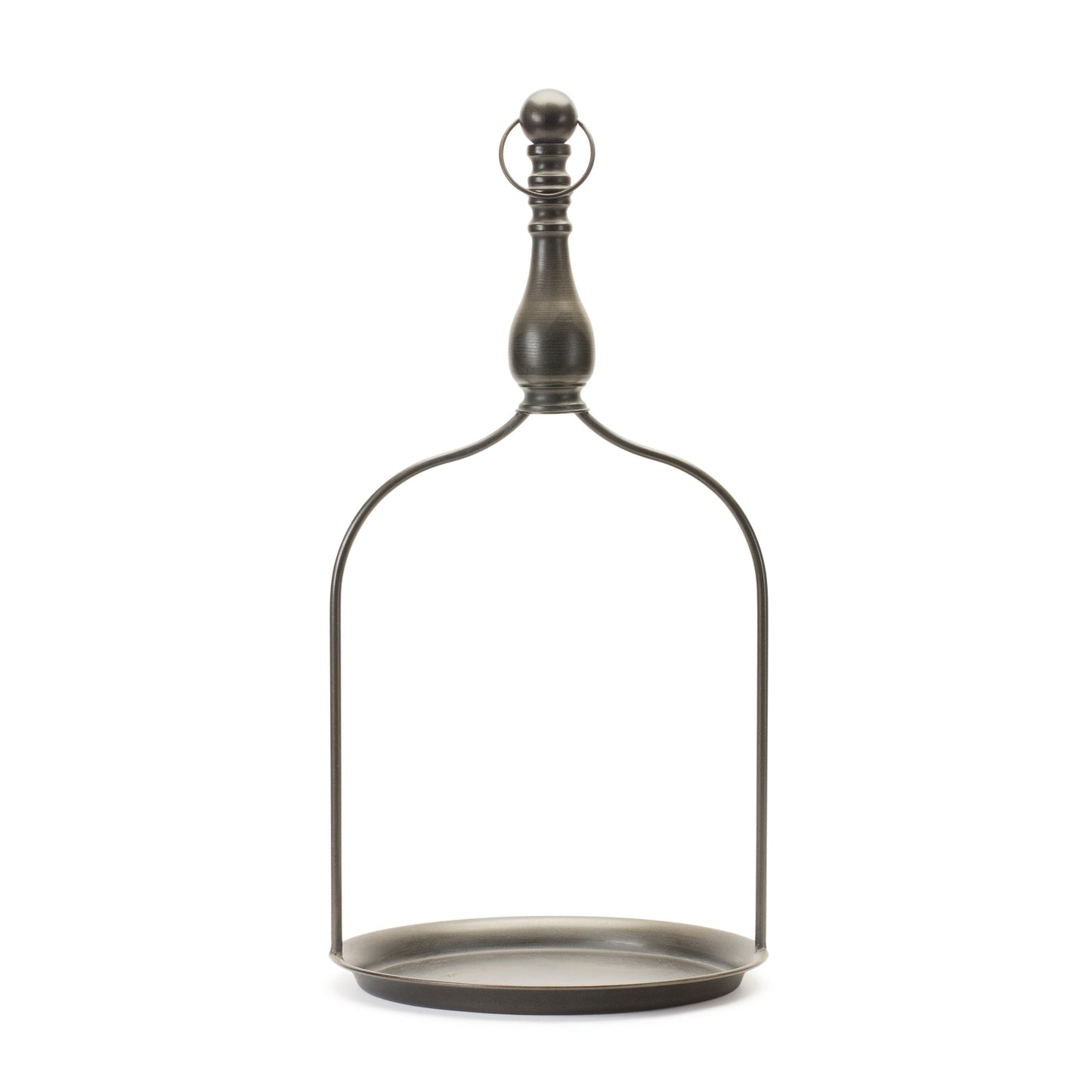 24" Brown Distressed Iron Tabletop Dish Candle Holder - Loft&Timber