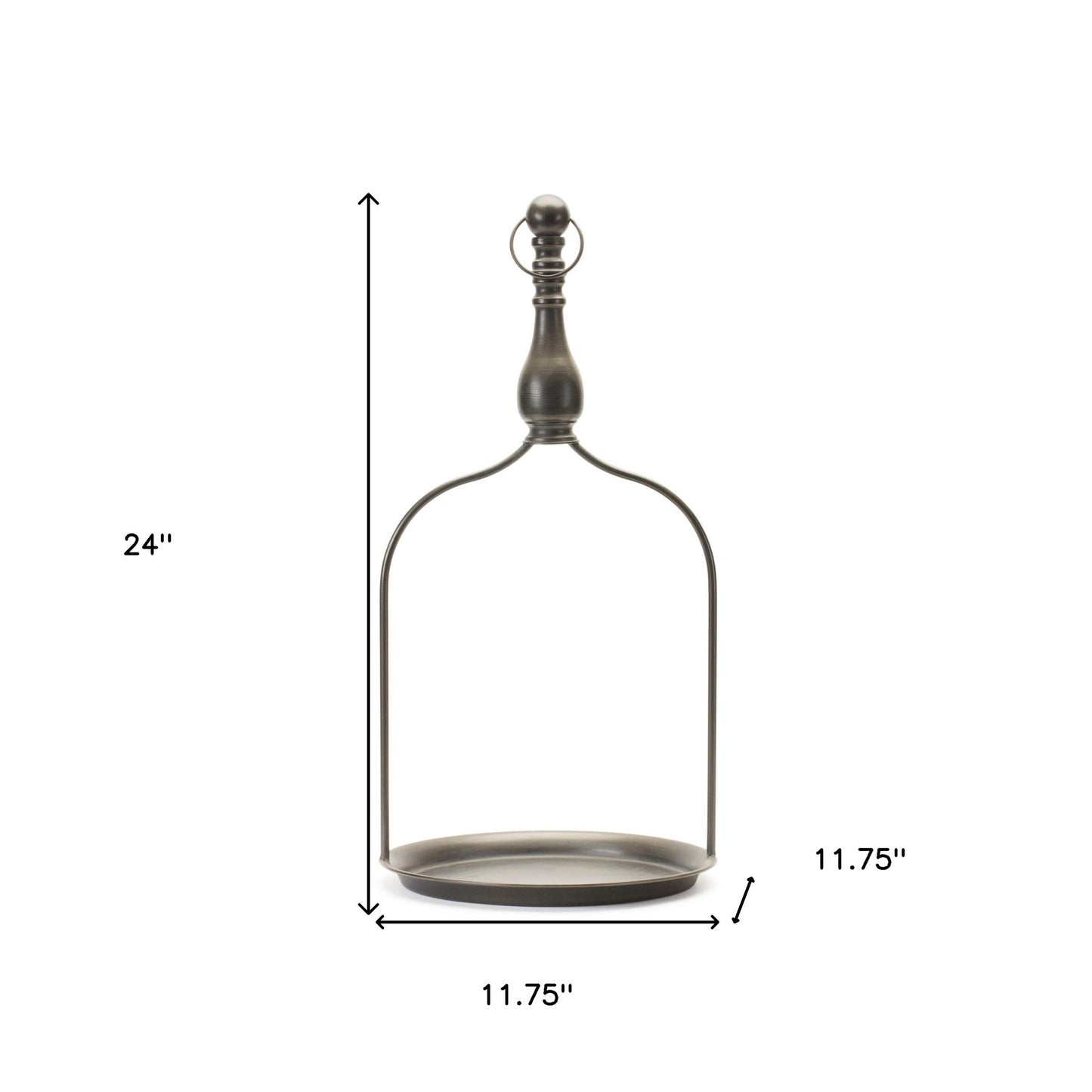 24" Brown Distressed Iron Tabletop Dish Candle Holder - Loft&Timber