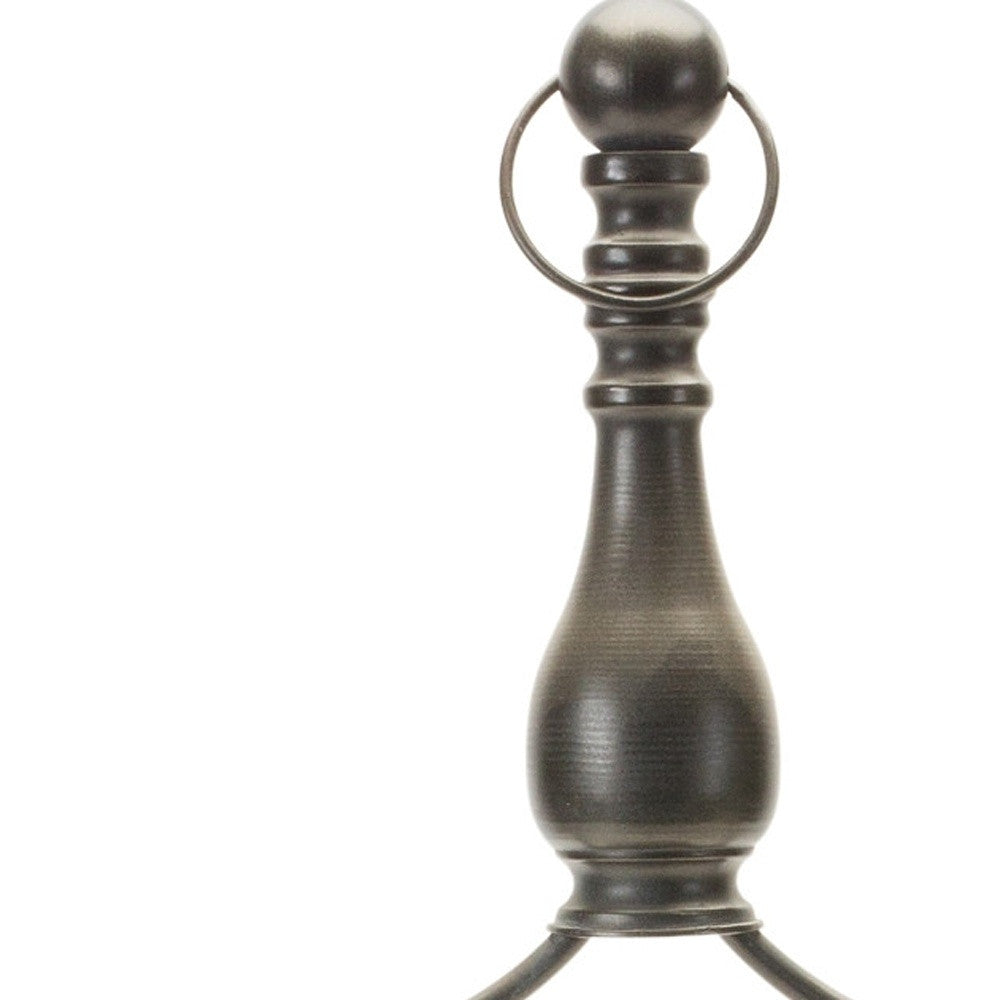 24" Brown Distressed Iron Tabletop Dish Candle Holder - Loft&Timber