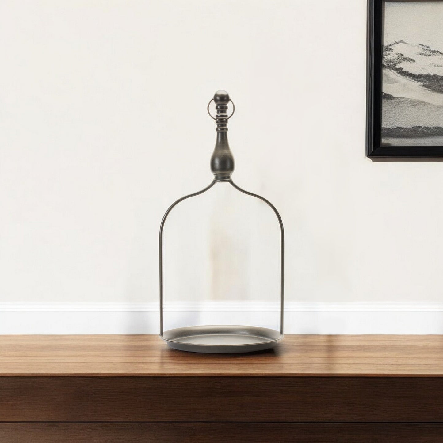 24" Brown Distressed Iron Tabletop Dish Candle Holder - Loft&Timber