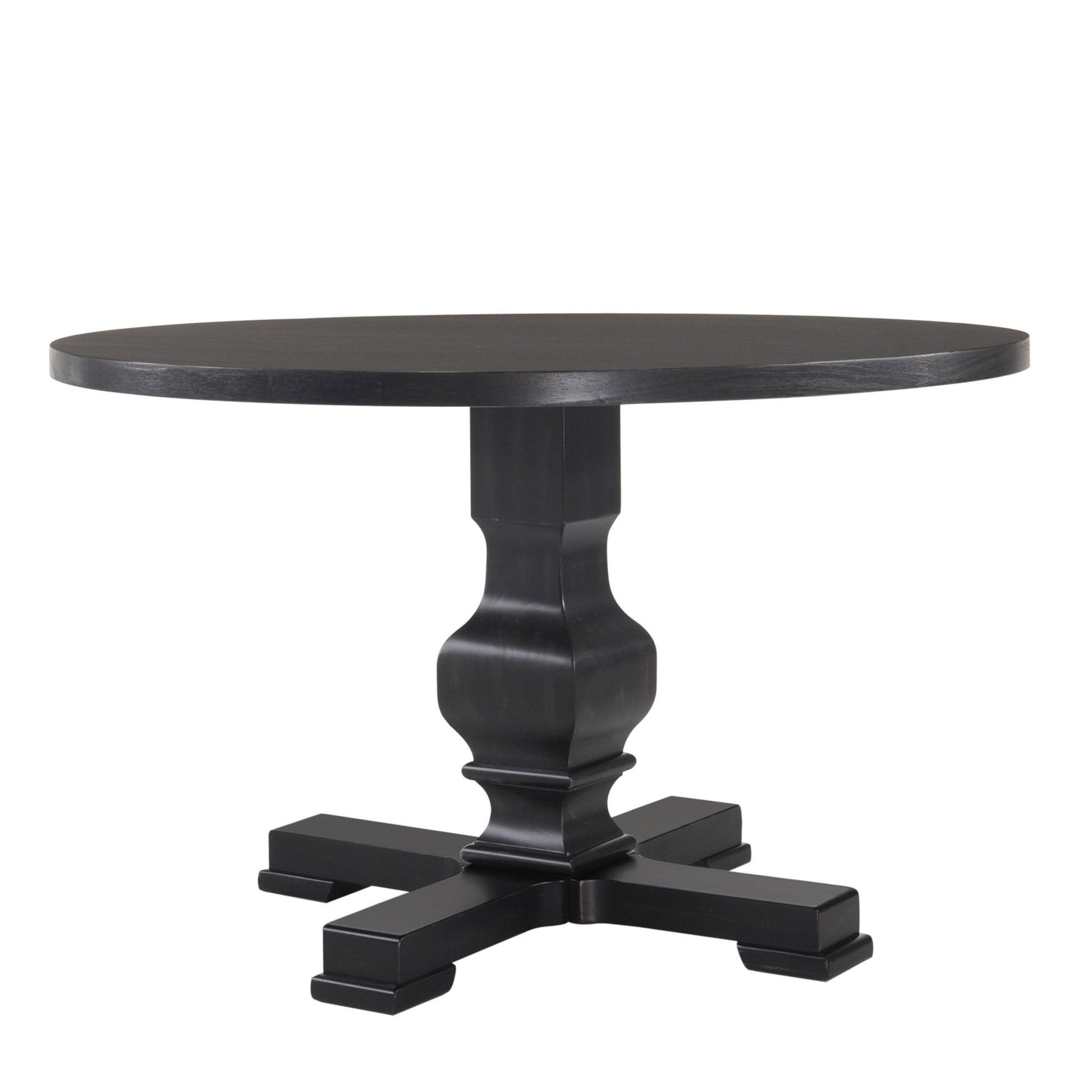 47" Black Rounded Solid Wood Pedestal Base Dining Table - Loft&Timber