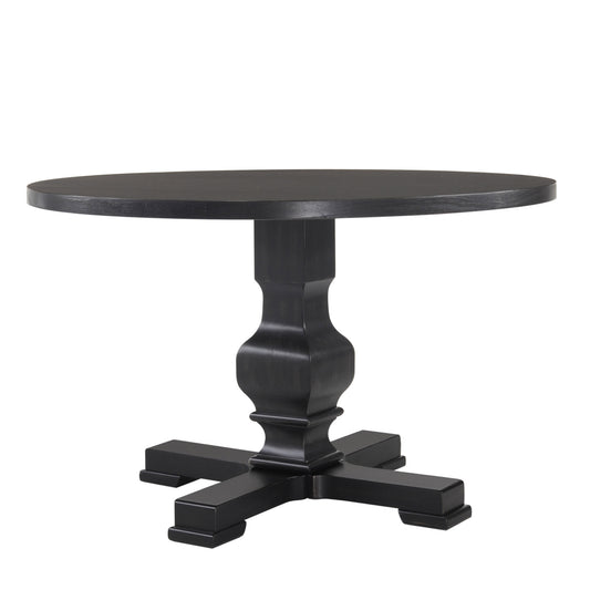 47" Black Rounded Solid Wood Pedestal Base Dining Table - Loft&Timber