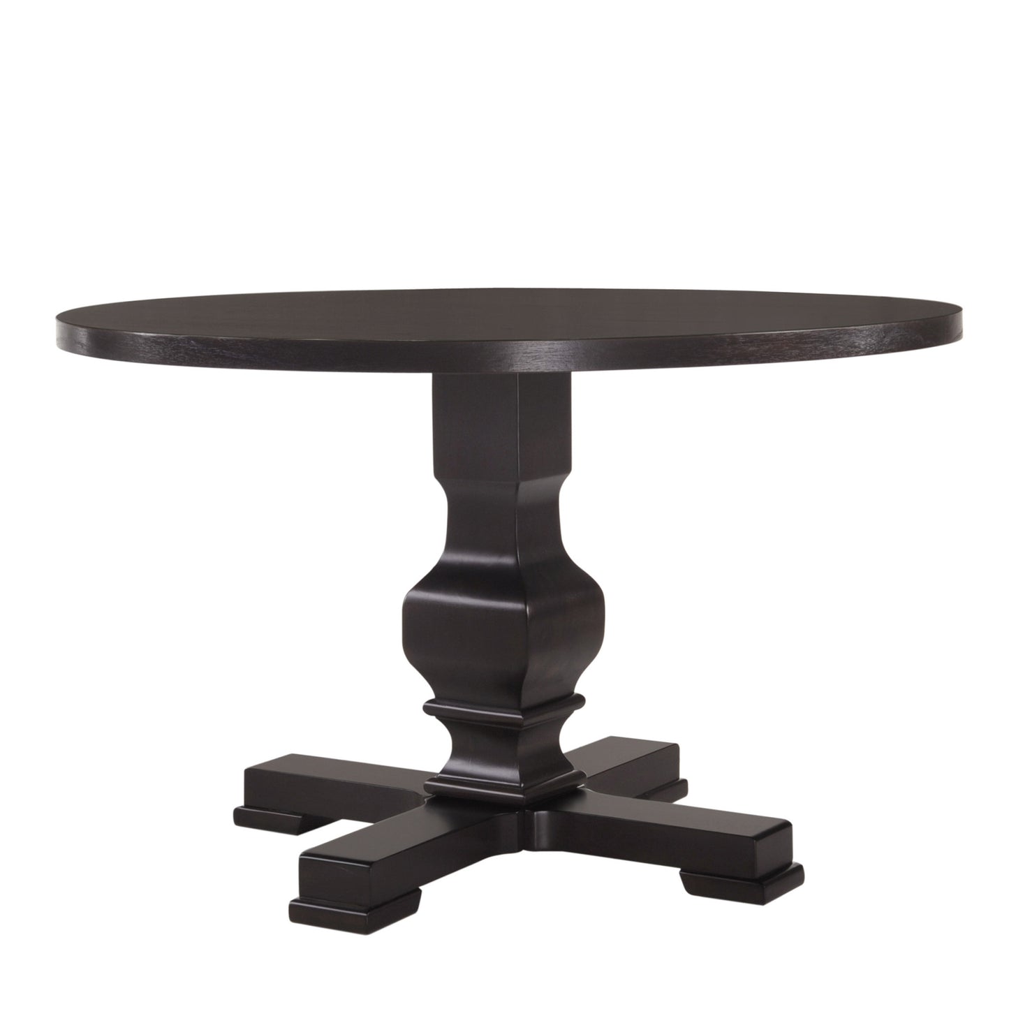 47" Black Rounded Solid Wood Pedestal Base Dining Table - Loft&Timber