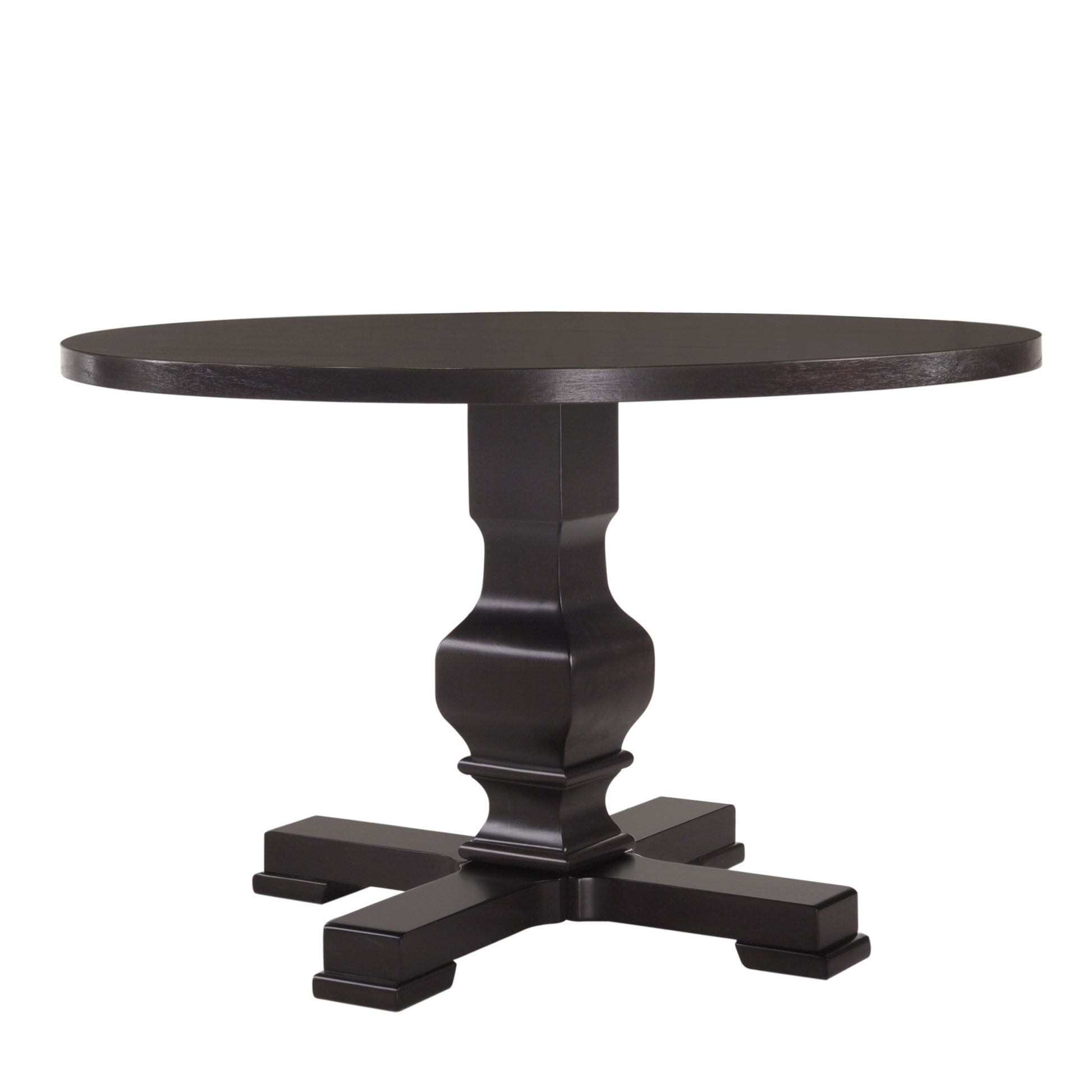 47" Black Rounded Solid Wood Pedestal Base Dining Table - Loft&Timber
