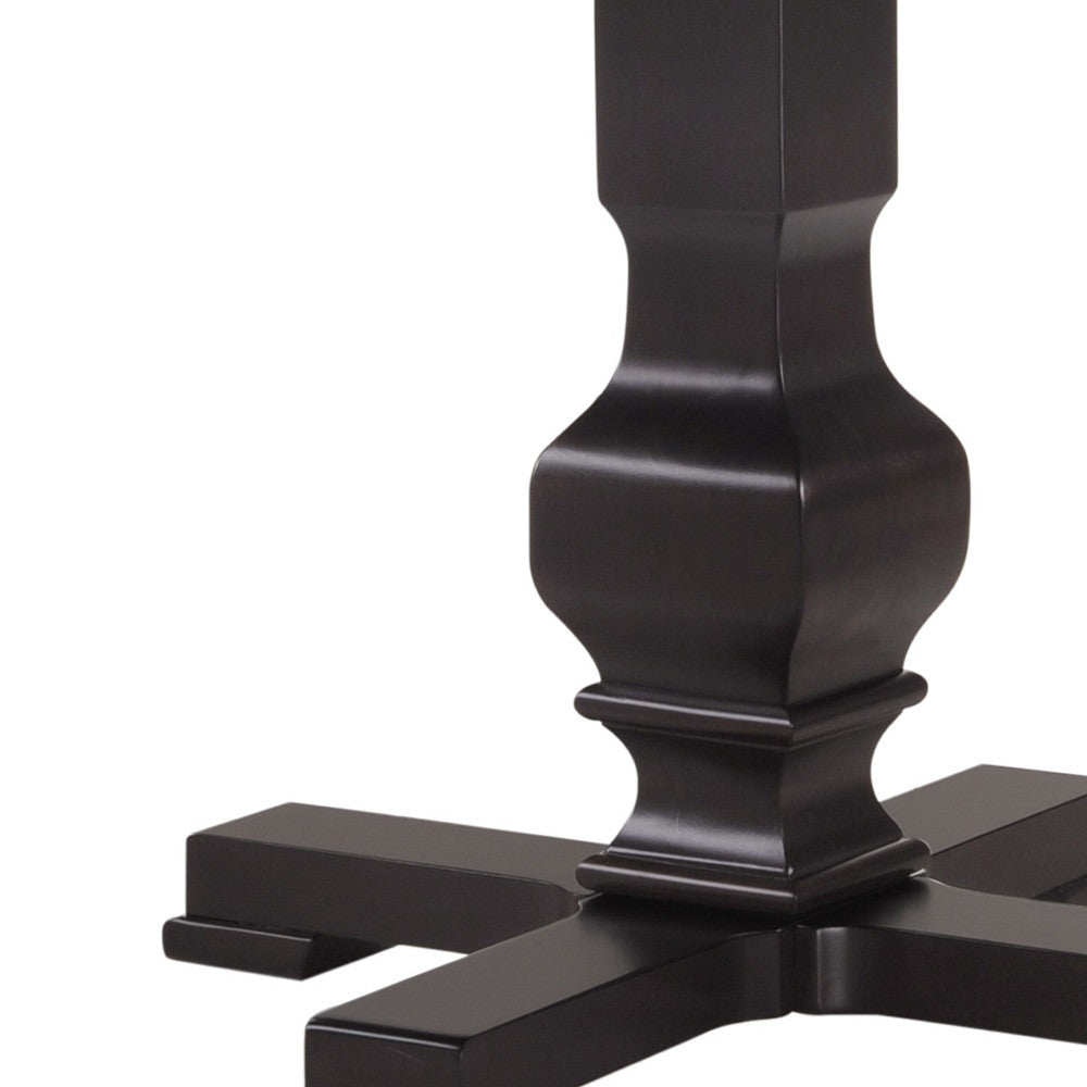 47" Black Rounded Solid Wood Pedestal Base Dining Table - Loft&Timber