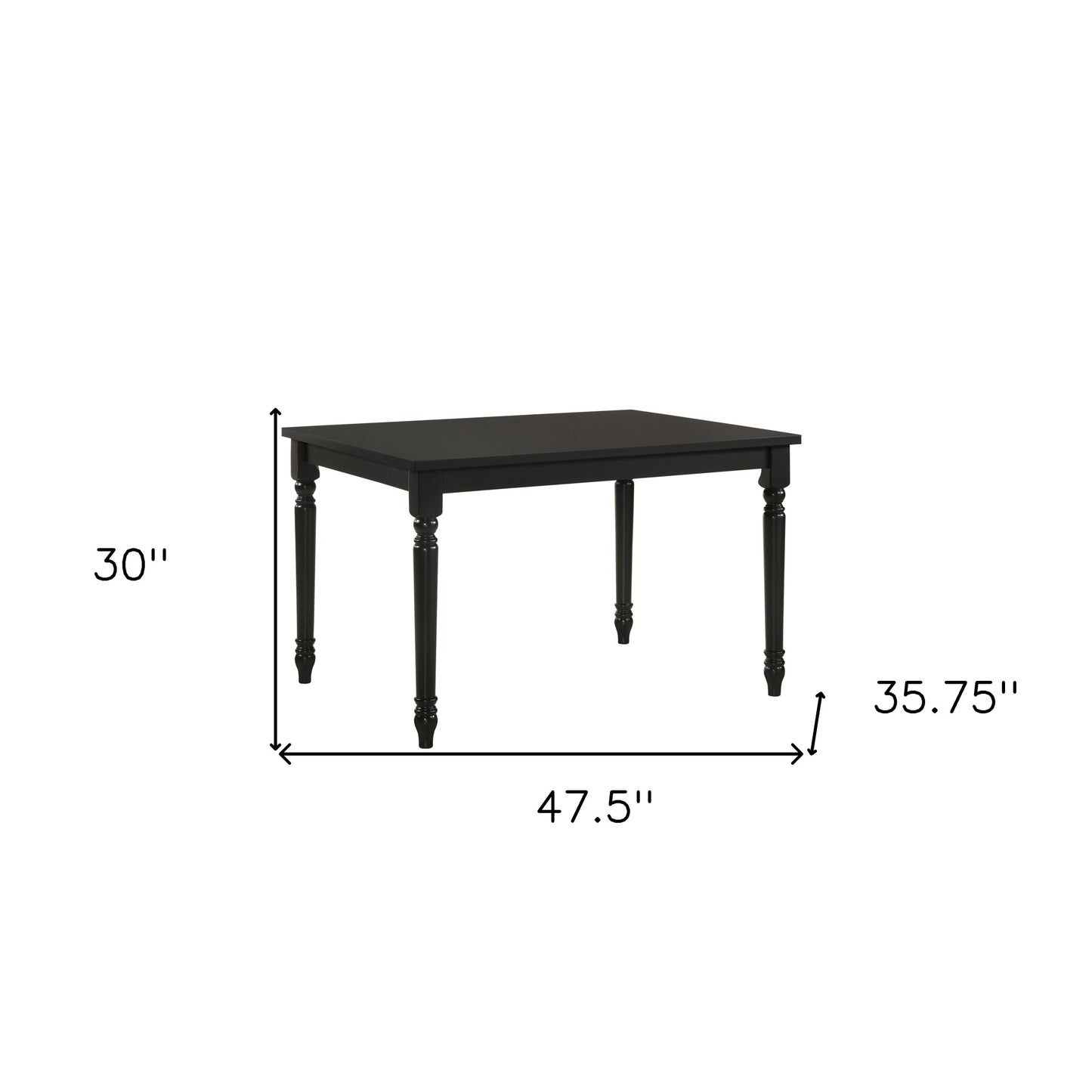 48" Black Solid Wood Dining Table - Loft&Timber