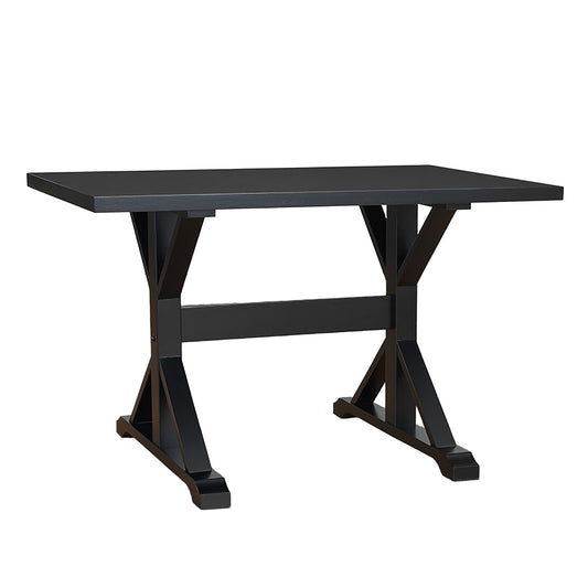 48" Black Solid Wood Trestle Base Dining Table - Loft&Timber