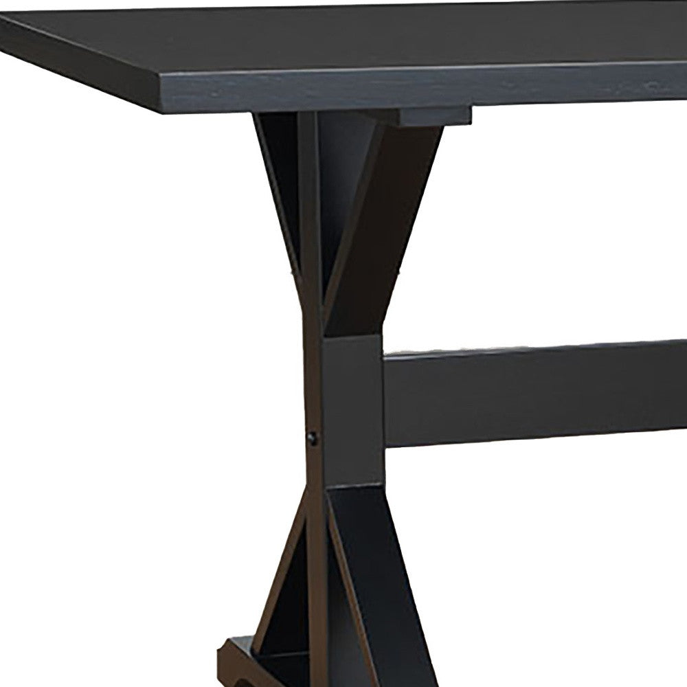 48" Black Solid Wood Trestle Base Dining Table - Loft&Timber
